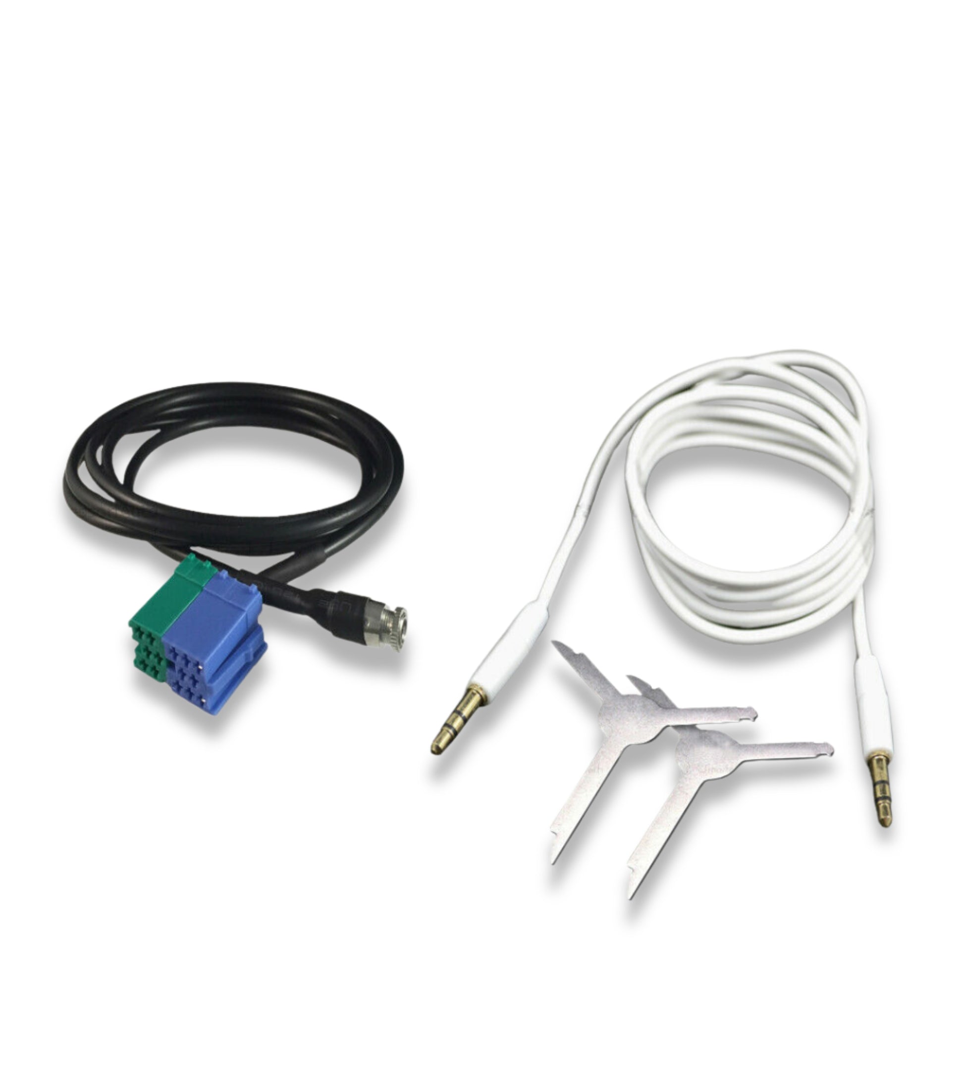Aux Jack Female Cable Fiat Bravo + Car Radio Extraction Kit + Rubber Coated Audio Cable Jack 3.5mm (White) For Fiat Bravo Production Since 2007 Radio Visteon Mp3 Smartphone Iphone
