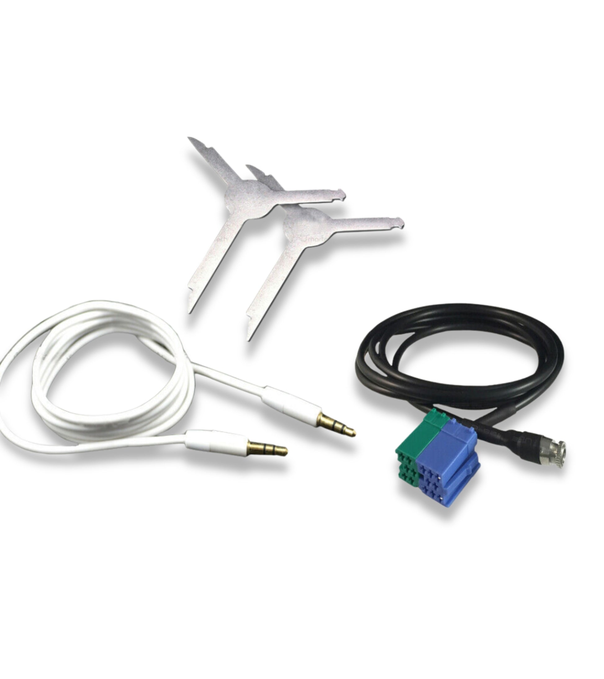 Aux Jack Female Cable Fiat Bravo + Car Radio Extraction Kit + Rubber Coated Audio Cable Jack 3.5mm (White) For Fiat Bravo Production Since 2007 Radio Visteon Mp3 Smartphone Iphone