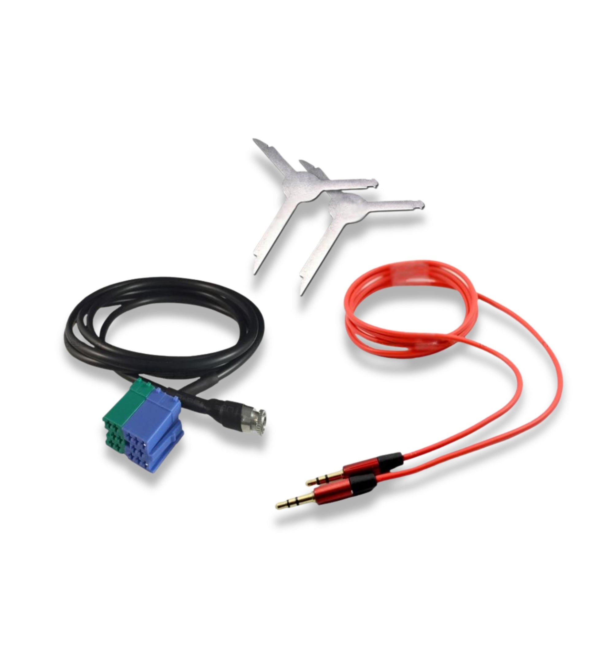 Aux Jack Female Cable Fiat Bravo + Car Radio Extraction Kit + Rubber Coated Audio Cable Jack 3.5mm (Red) For Fiat Bravo Production Since 2007 Radio Visteon Mp3 Smartphone Iphone