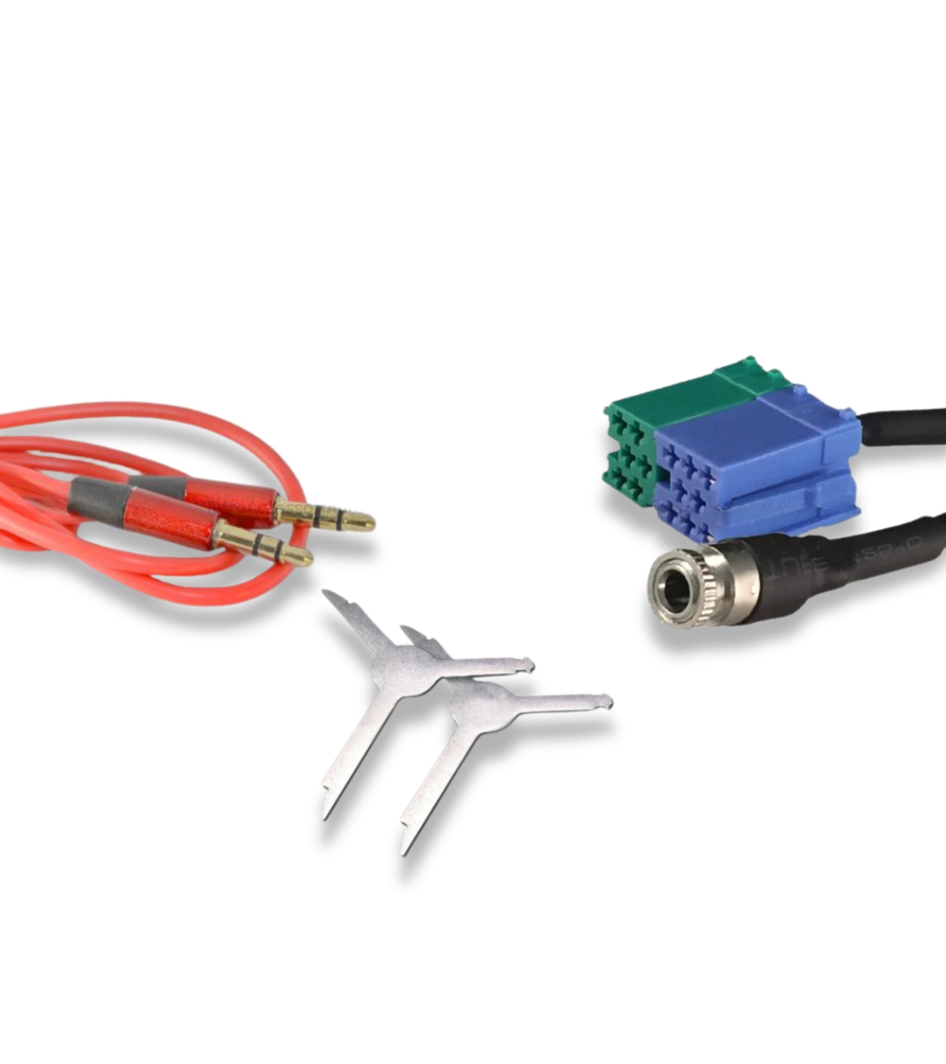 Aux Jack Female Cable Fiat Bravo + Car Radio Extraction Kit + Rubber Coated Audio Cable Jack 3.5mm (Red) For Fiat Bravo Production Since 2007 Radio Visteon Mp3 Smartphone Iphone