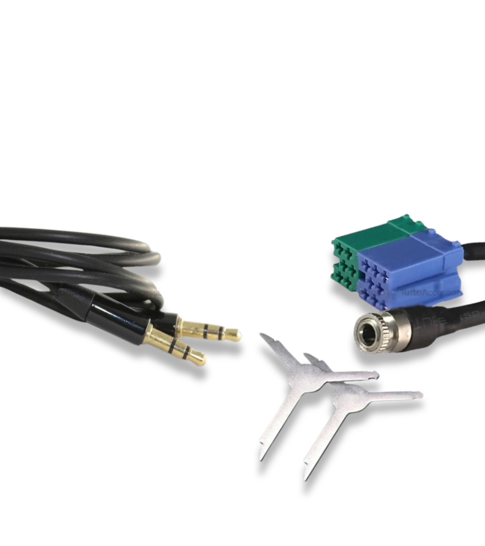 Aux Jack Female Cable Fiat Bravo + Car Radio Extraction Kit + Rubber Coated Audio Cable Jack 3.5mm (Black) For Fiat Bravo Production Since 2007 Radio Visteon Mp3 Smartphone Iphone