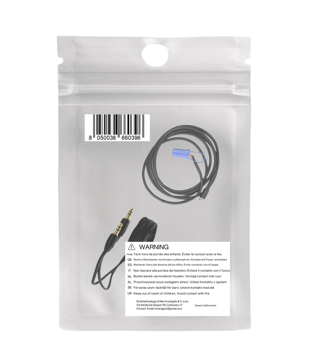Cavo Aux Adattatore Per Autoradio Delphi Bosch Auto Fiat 500 Grande Punto Jack Femmina E Ponticello + Cavo gomma nero