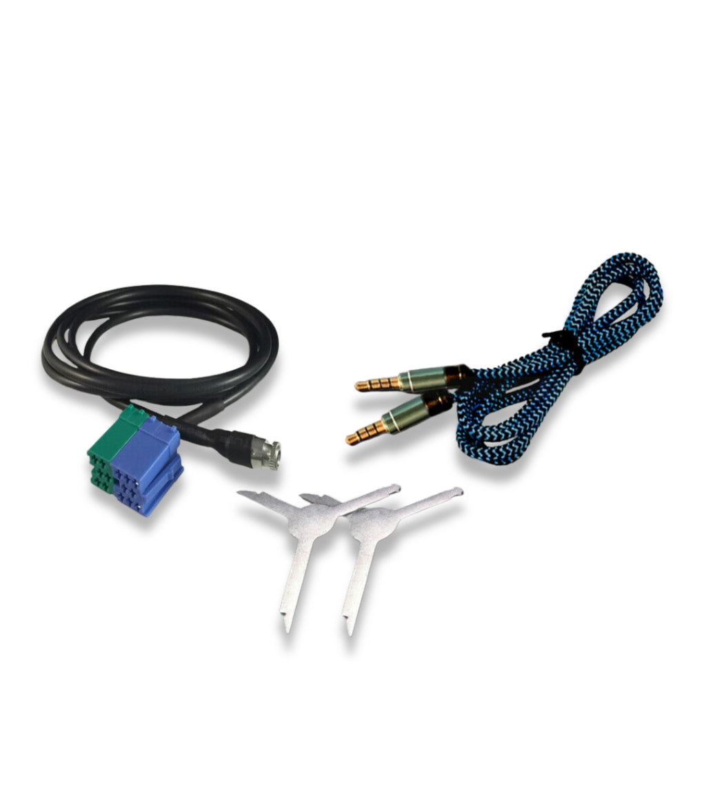 Aux Jack Female Cable Kit For Fiat Bravo + Besync Nylon Cable (Blue) Aux Input Fiat Bravo Production Since 2007 Radio Visteon Jack 3.5Mm 150Cm For Mp3 Smartphone Iphone