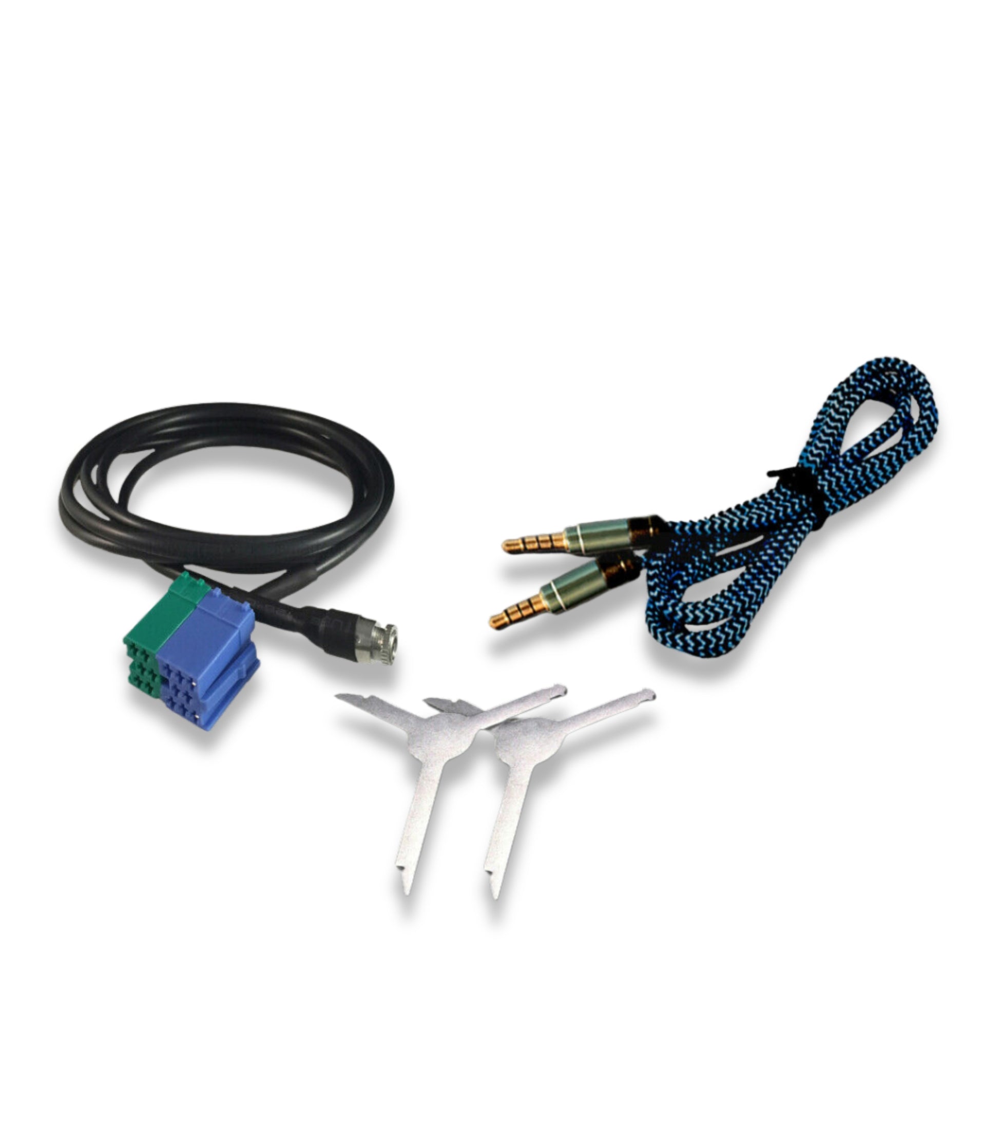 Aux Jack Female Cable Kit For Fiat Bravo + Besync Nylon Cable (Blue) Aux Input Fiat Bravo Production Since 2007 Radio Visteon Jack 3.5Mm 150Cm For Mp3 Smartphone Iphone