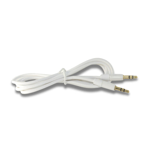 Cavo Audio Aux Doppio Jack Maschio 3,5Mm Rivestimento Gomma Connettori Dorati In Alluminio Per Smartphone Mp3 Tablet Pc Cuffie Audio Autoradio Tv (Bianco)