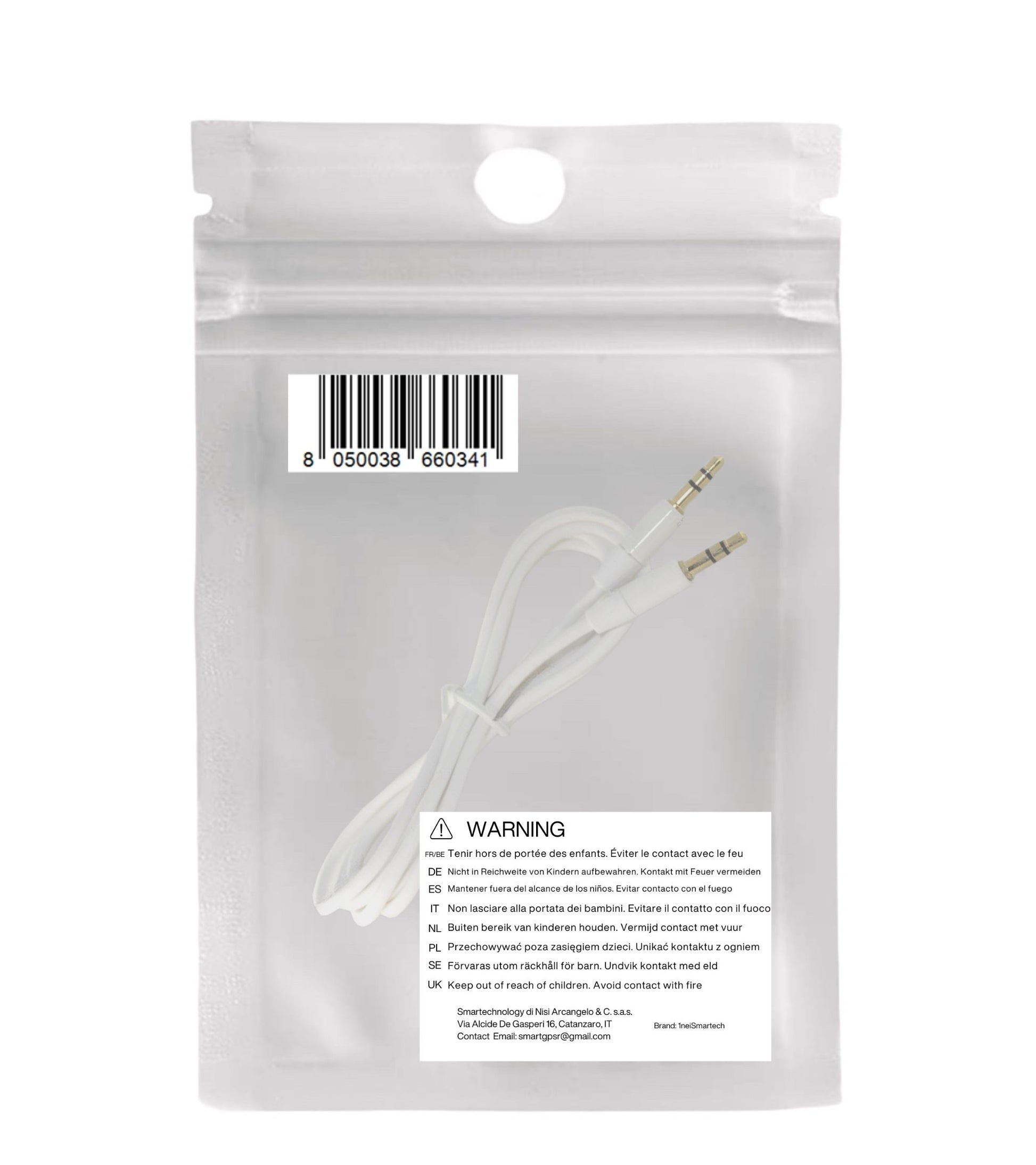 Aux Audio Cable Double Jack Male 3.5mm Rubber Coating Gold-Plated Aluminum Connectors For Smartphone Mp3 Tablet PC Audio Headphones Car Radio TV (White)