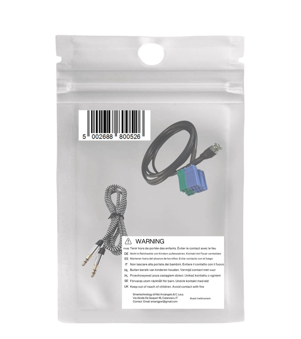 Aux Jack Female Cable Kit For Fiat Bravo + Nylon Cable Besync Gray (Gray) Aux Input Fiat Bravo Production Since 2007 Radio Visteon Jack 3.5Mm 150Cm For Mp3 Smartphone Iphone