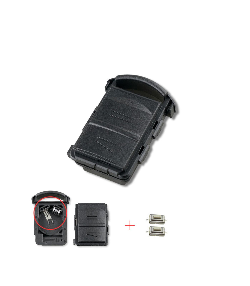 Chiave Scocca Guscio Cover per Telecomando 2 Tasti Ricambio Compatibile con Opel Corsa Meriva Combo Agila Astra alloggio batteria + 2 micropulsanti