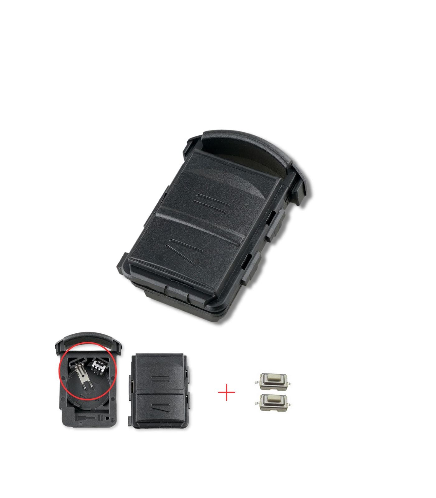 Chiave Scocca Guscio Cover per Telecomando 2 Tasti Ricambio Compatibile con Opel Corsa Meriva Combo Agila Astra alloggio batteria + 2 micropulsanti