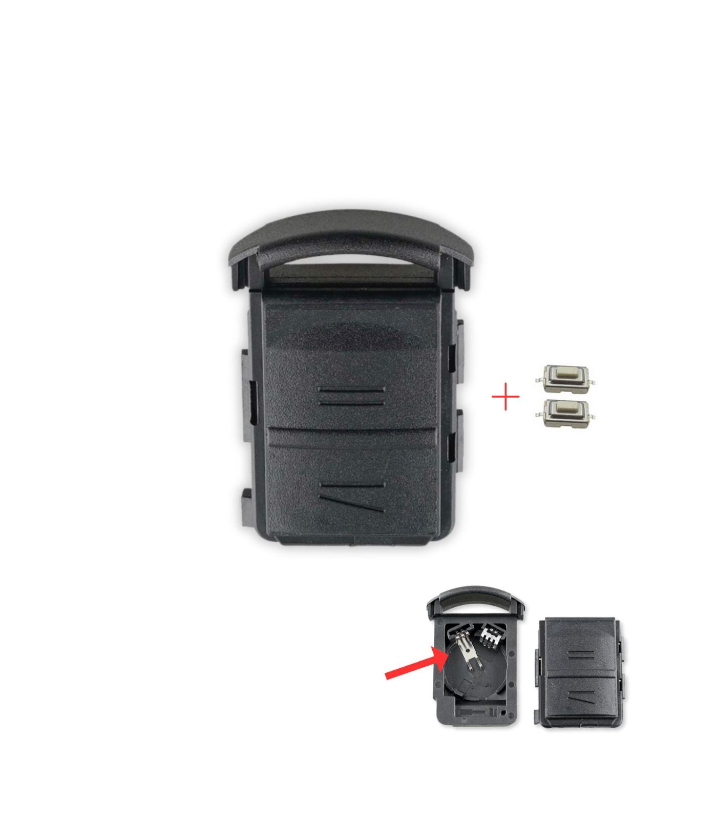 Chiave Scocca Guscio Cover per Telecomando 2 Tasti Ricambio Compatibile con Opel Corsa Meriva Combo Agila Astra alloggio batteria + 2 micropulsanti