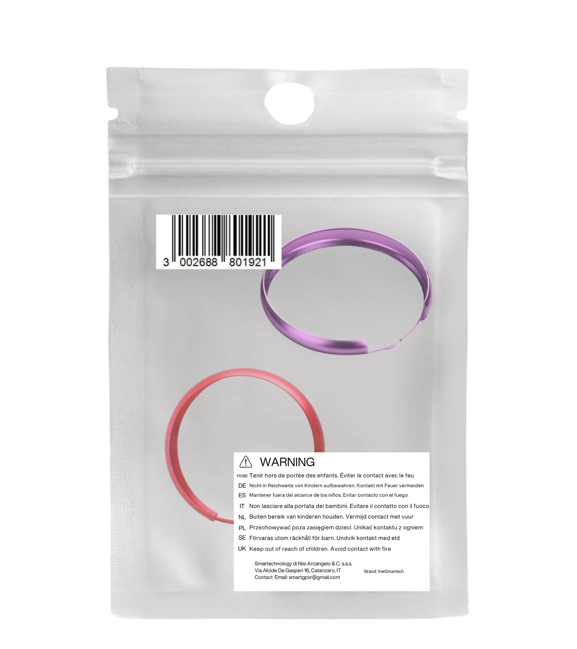 Anello Decorativo in Alluminio 2 Pezzi Rosso e Viola Compatibile con Mini Cooper One D S Countryman Guscio Scocca Telecomando Chiave Portachiavi