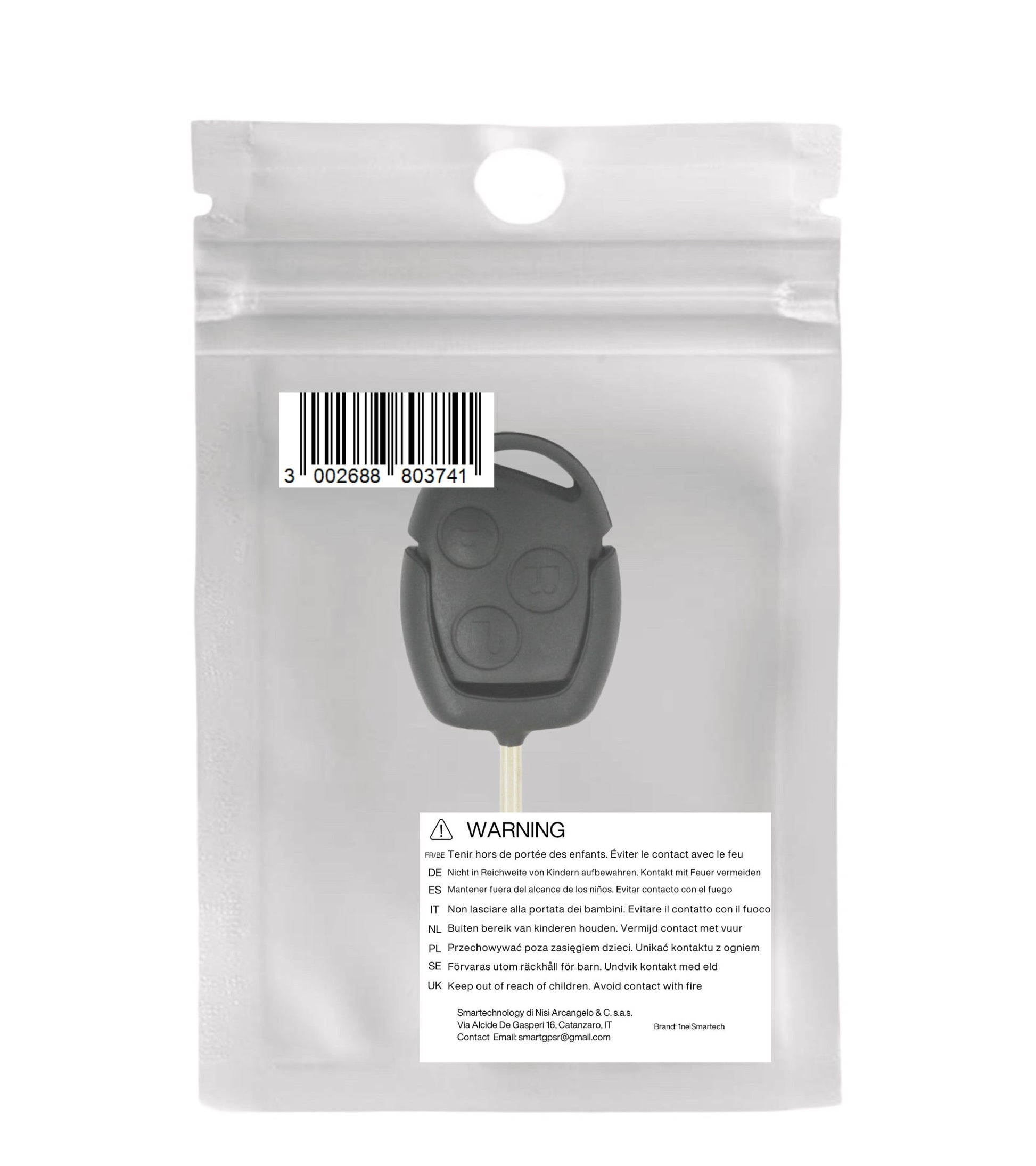 Chiave Guscio Scocca Telecomando 3 Tasti Compatibile con Ford Fiesta Focus Mondeo Ka Transit con Lama Transponder +4D60 Chip 433Mhz E Batteria Cr2032