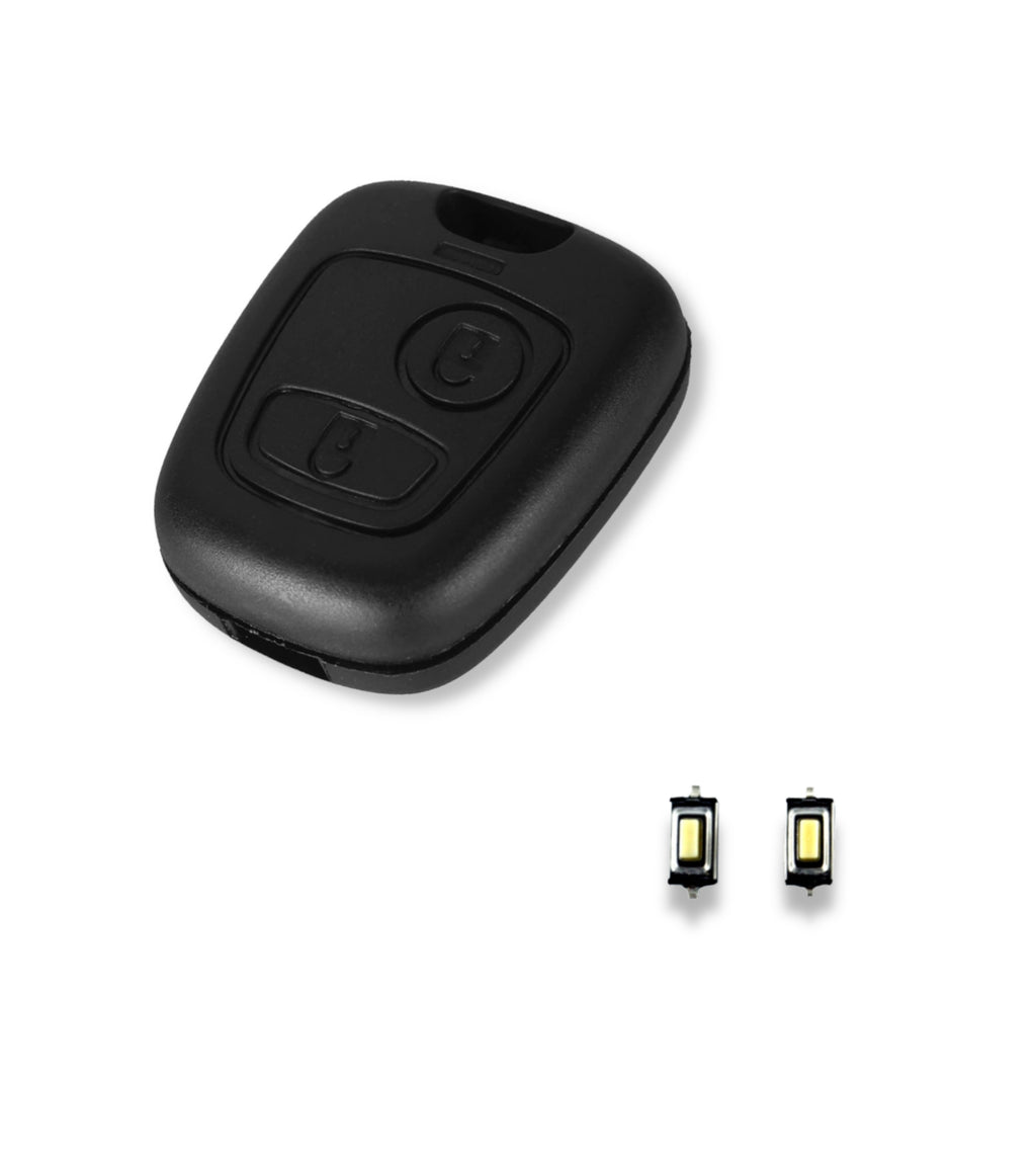 Cover Guscio Scocca 2 Tasti per Chiave Telecomando Compatibile con Toyota Aygo - Citroen C1 C2 C3 C4 - Peugeot 107 207 307 + Due Micro Pulsanti