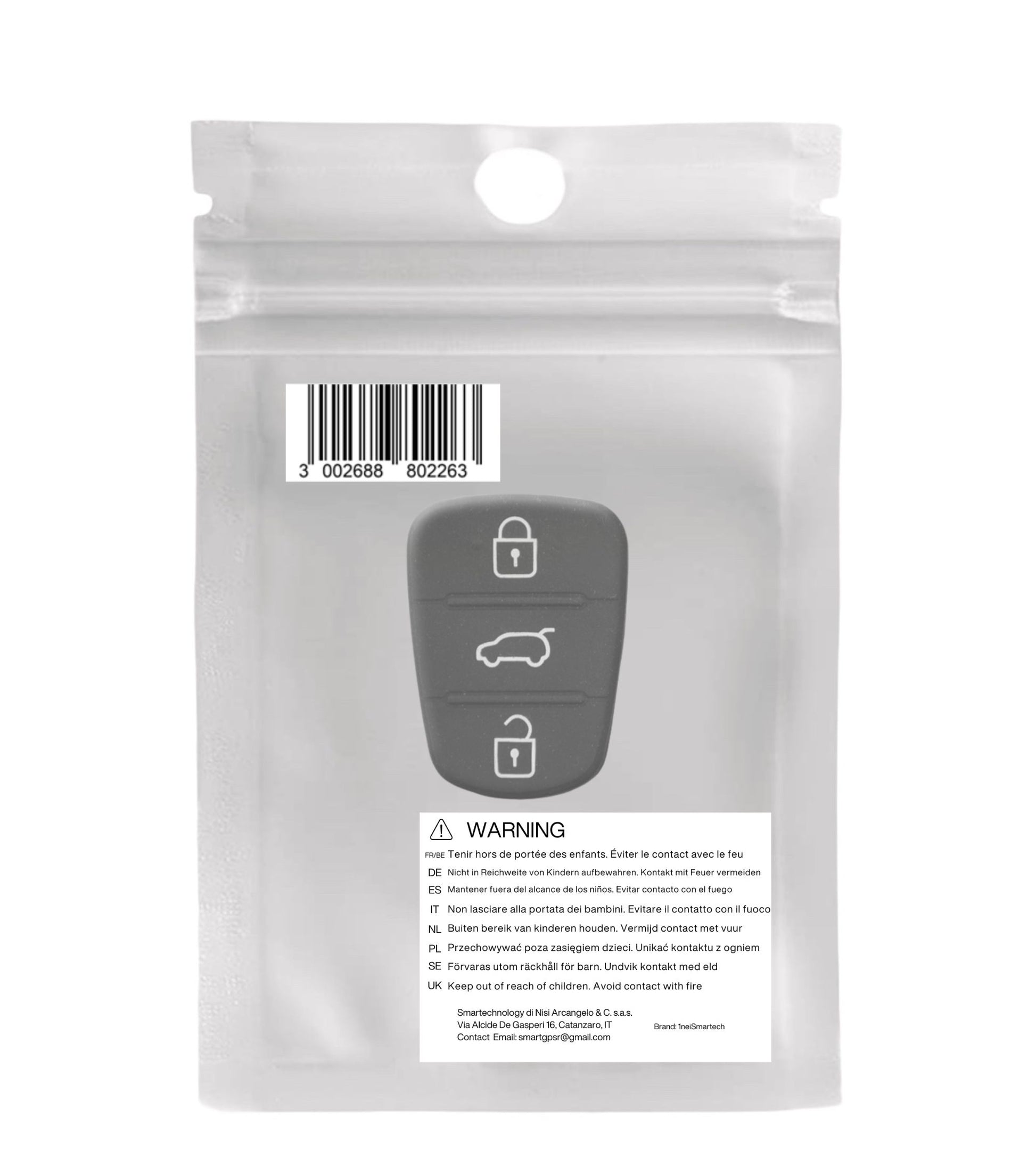 Pad Pulsanti 3 Tasti in Gomma per Guscio Scocca Cover Chiave Telecomando Compatibile con Hyundai I20 I30 e Kia Sorento Picanto