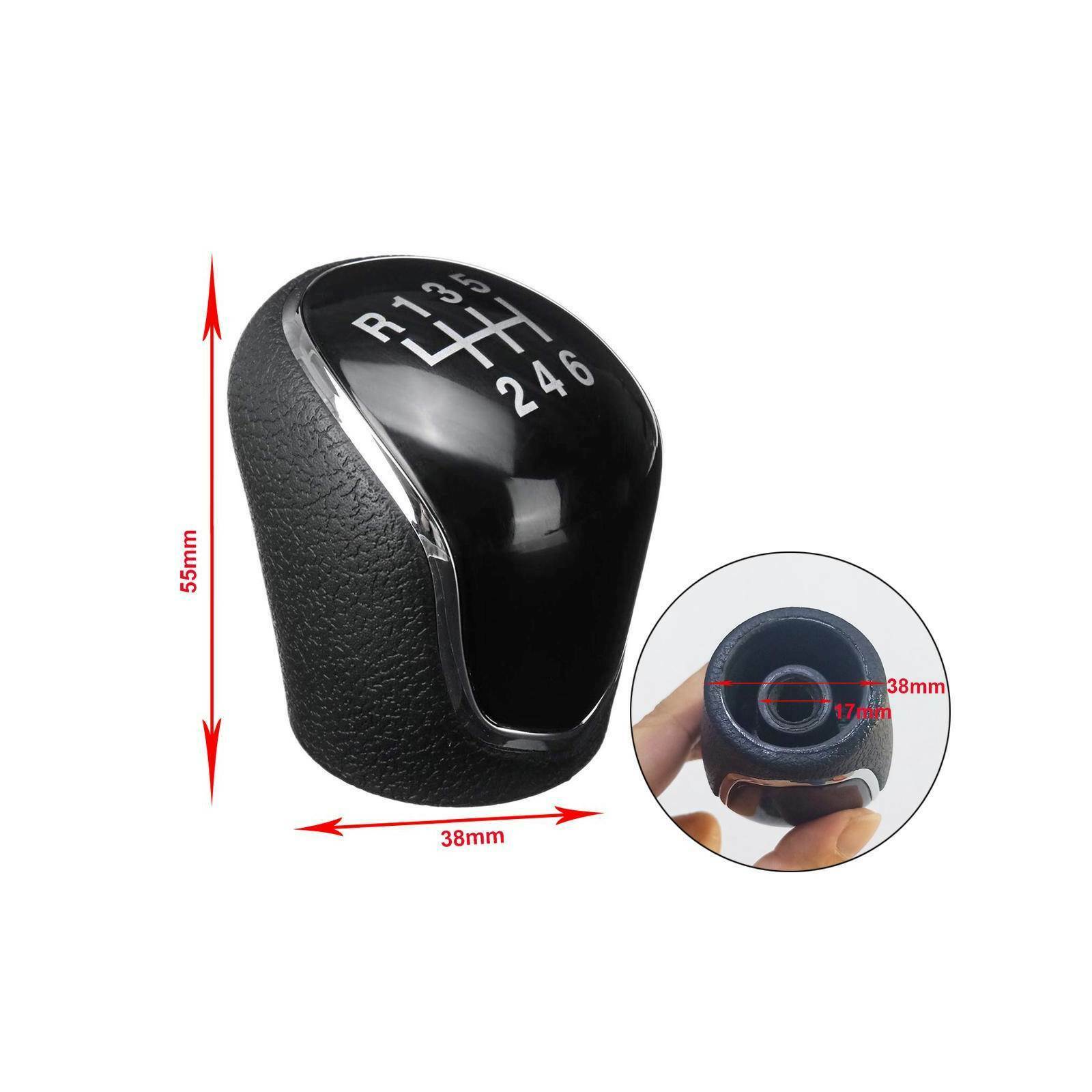 CHROME 6-SPEED MANUAL GEAR KNOB WITH REVERSE COMPATIBLE WITH FORD