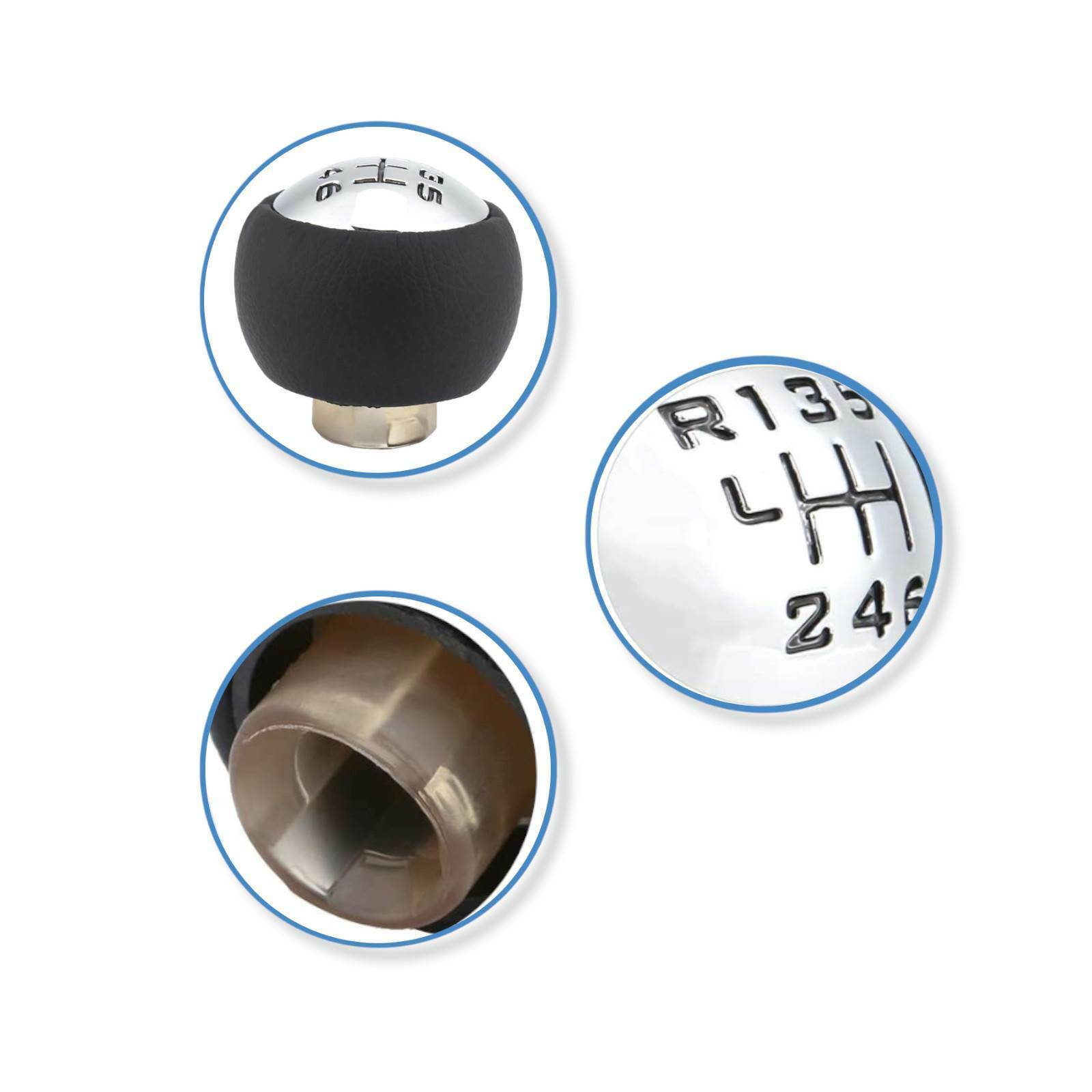6-SPEED GEAR KNOB COMPATIBLE WITH PEUGEOT AND CITROEN WITH CHROME PLATE