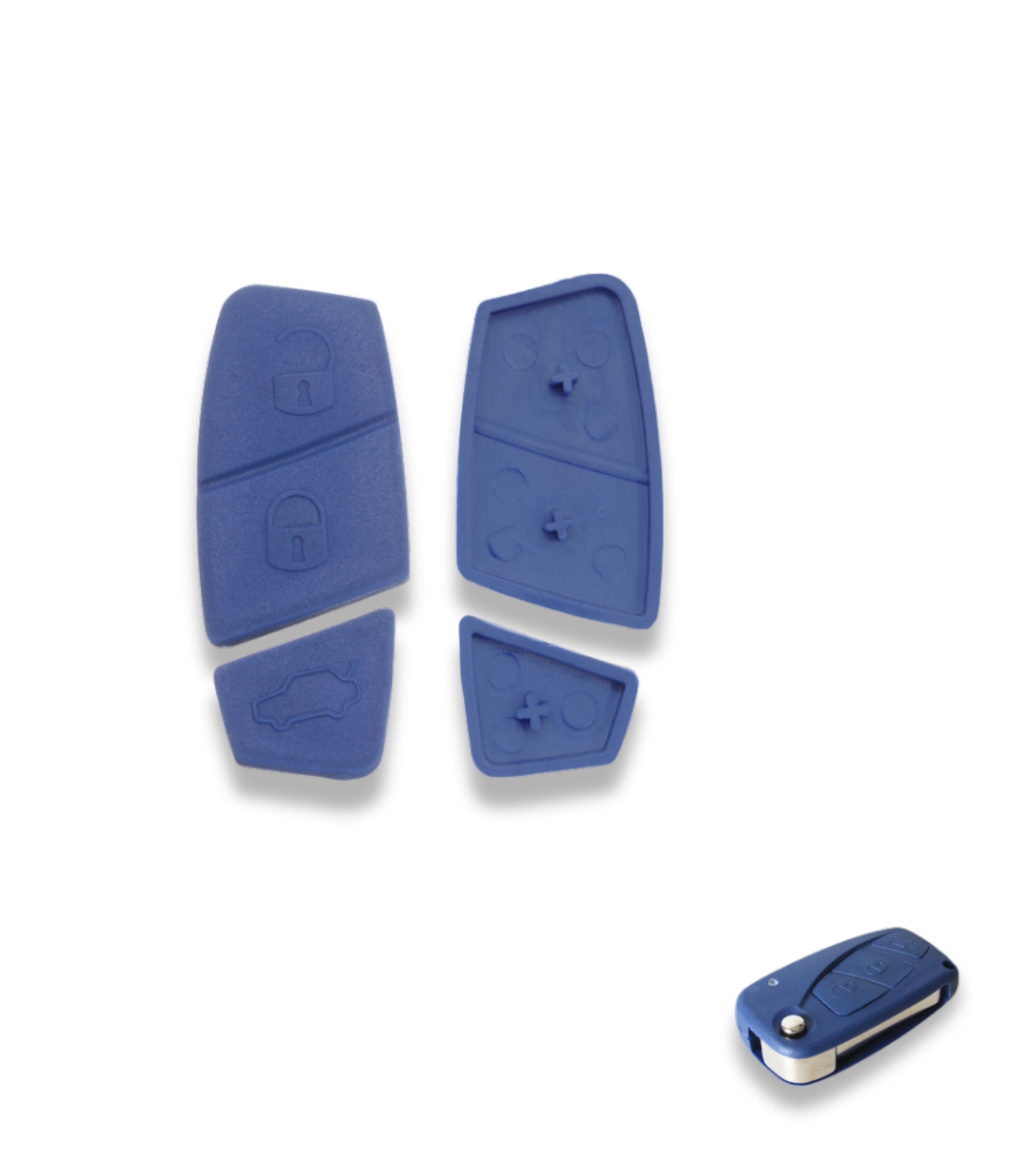 Tastiera Pad Tre Pulsanti per Chiave Telecomando 2 o 3 Tasti Compatibile con Fiat Punto Panda Evo Bravo Scudo Doblo (Colore Blu)