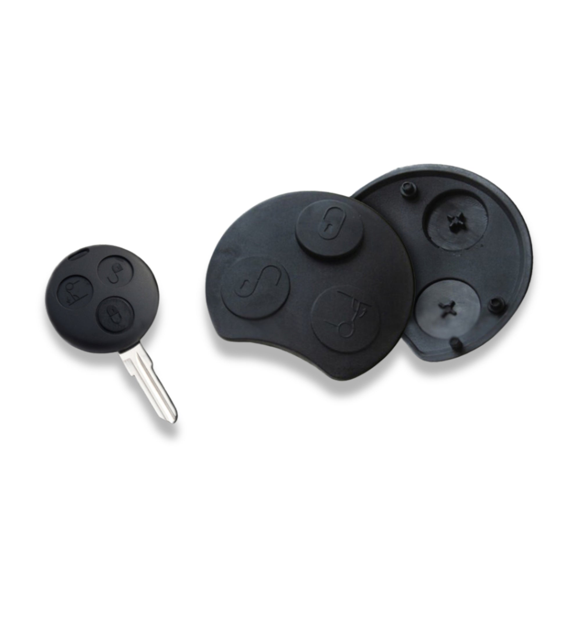 Pad Tastiera in Gomma Rigida per Guscio Cover Scocca per Chiave Telecomando 3 Tasti Compatibile con Smart Fortwo 450 Coupè