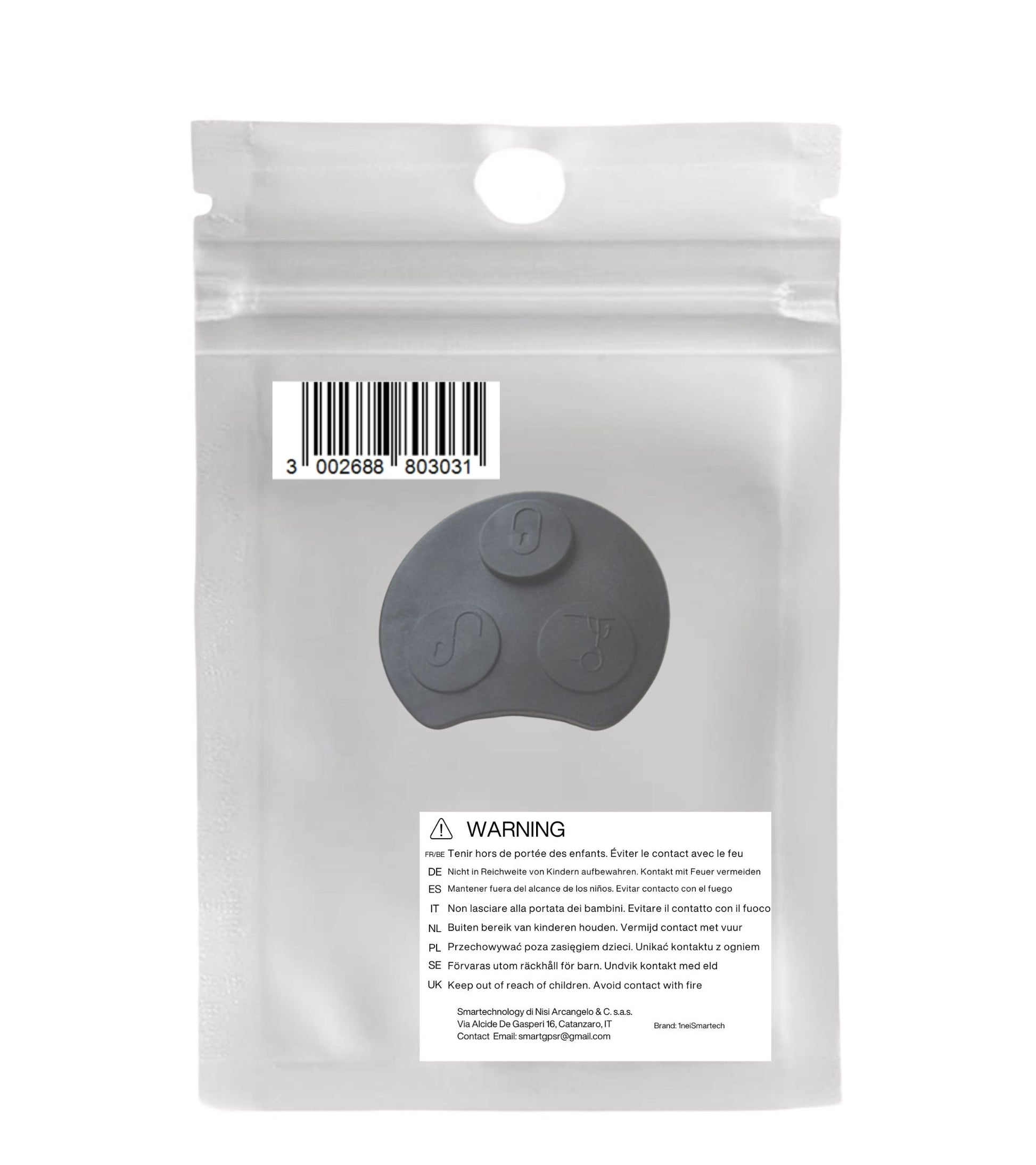 Pad Tastiera in Gomma Rigida per Guscio Cover Scocca per Chiave Telecomando 3 Tasti Compatibile con Smart Fortwo 450 Coupè
