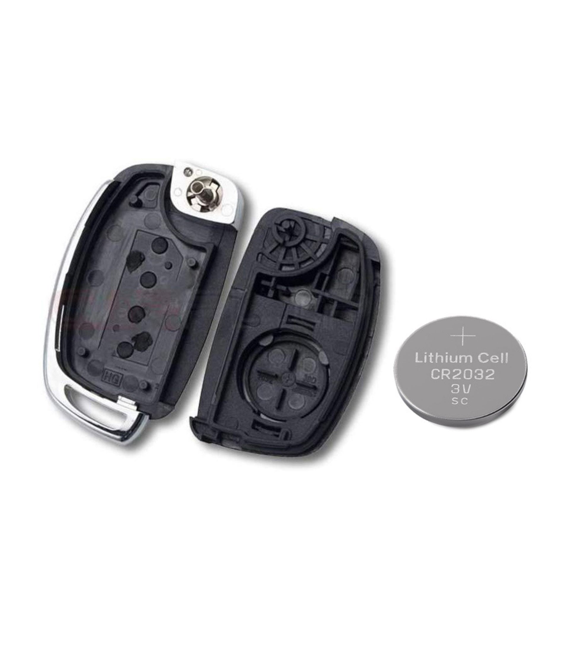 Guscio e Lama per Chiave 3 Tasti Compatibile con Hyundai I20 I30 I40 Ix20 Ix35 Ix45 Ix55 Tucson Santa Fe Elantra Accent Tasto Hold + Batteria Cr2032
