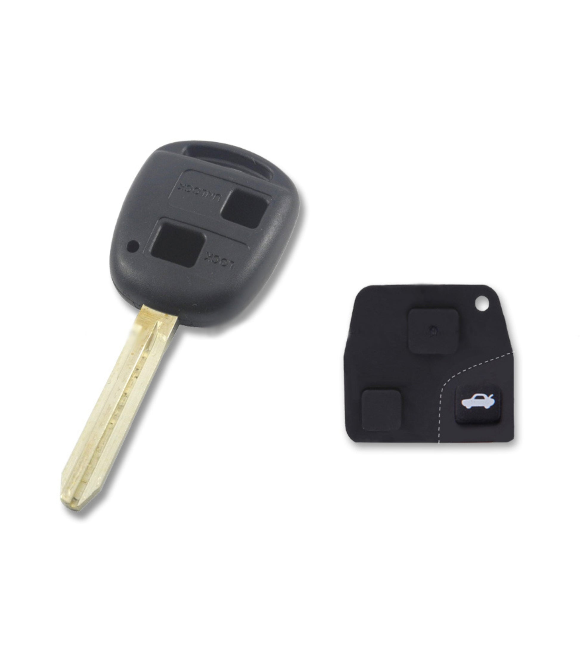 Scocca Guscio Lama e Pad in Gomma Cover per Chiave Telecomando 2 tasti Compatibile con Toyota Corolla Rav4 Celica