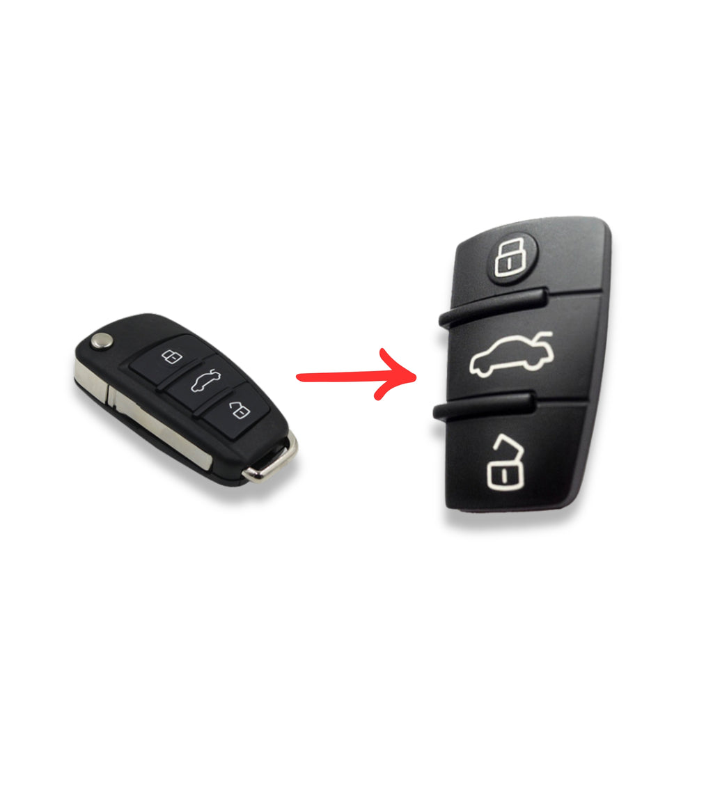 Tastiera Pad Pulsanti in Gomma 3 Tasti per Telecomando Guscio Chiave Compatibile con Audi A1 A3 A4 A5 A6 A8 S4 S5 Q5 Q7