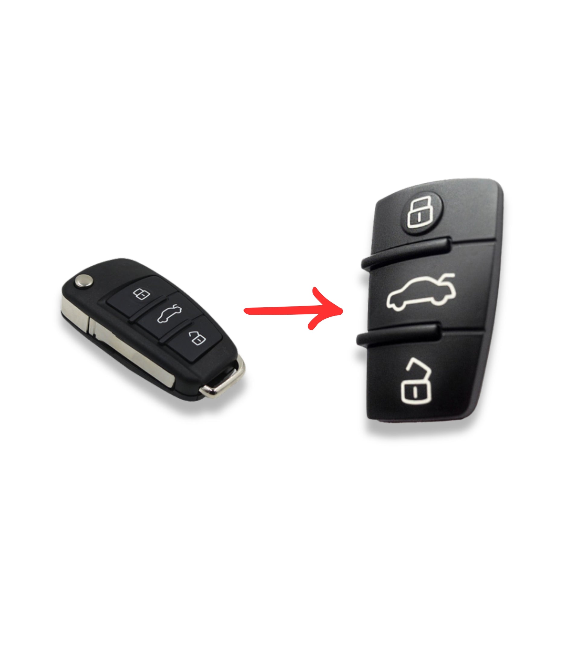 Tastiera Pad Pulsanti in Gomma 3 Tasti per Telecomando Guscio Chiave Compatibile con Audi A1 A3 A4 A5 A6 A8 S4 S5 Q5 Q7