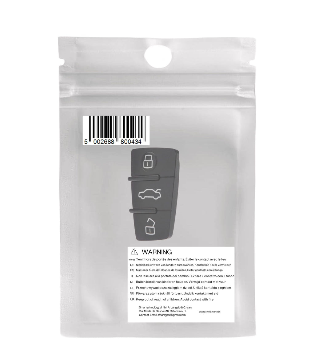 Tastiera Pad Pulsanti in Gomma 3 Tasti per Telecomando Guscio Chiave Compatibile con Audi A1 A3 A4 A5 A6 A8 S4 S5 Q5 Q7