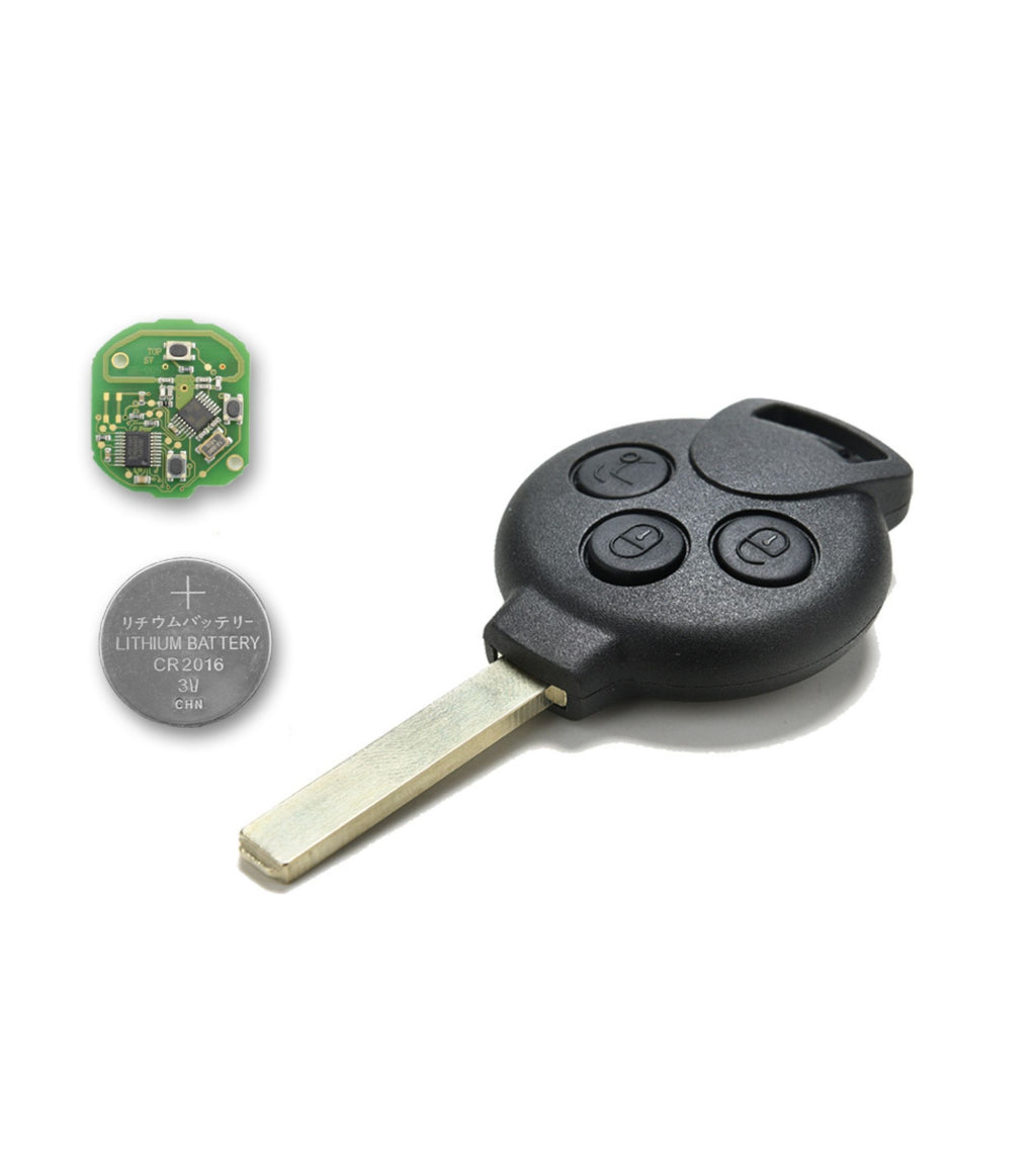 Chiave Guscio Cover Chiave Telecomando 3 Tasti Compatibile con Smart Fortwo 450 451 Forfour Roadster con Chip Trasponder Lama e Batteria