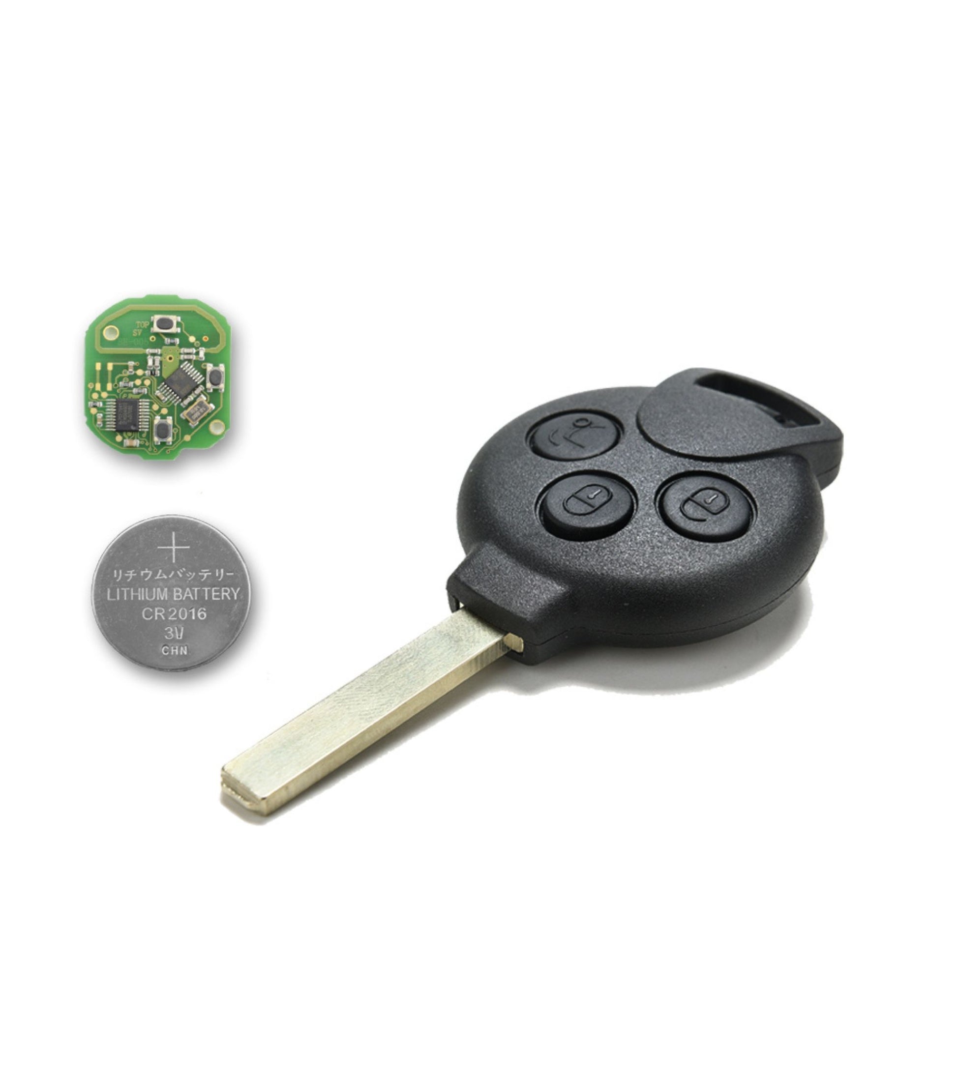 Chiave Guscio Cover Chiave Telecomando 3 Tasti Compatibile con Smart Fortwo 450 451 Forfour Roadster con Chip Trasponder Lama e Batteria