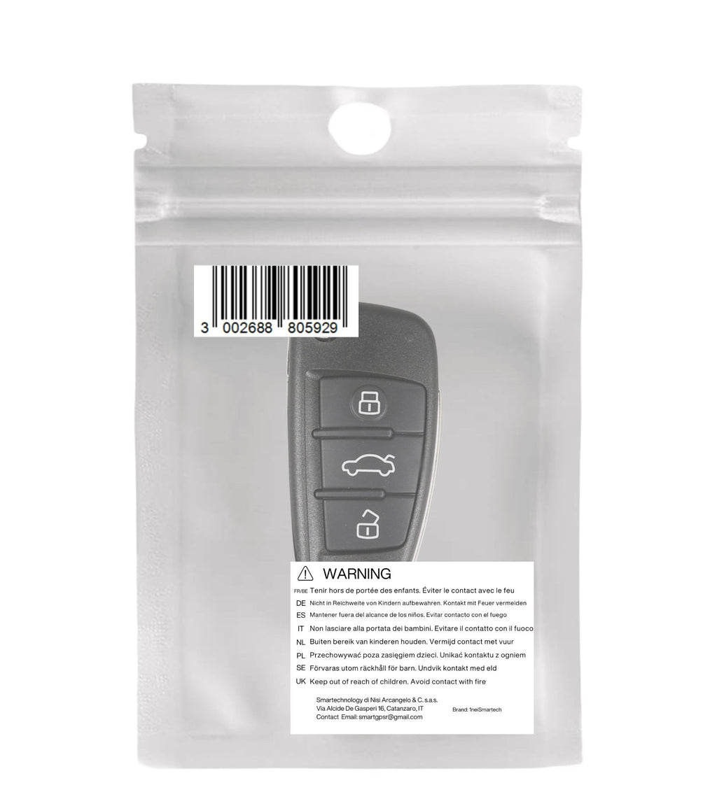 Chiave Cover Guscio Scocca e Lama Telecomando 3 Tasti Compatibile con Audi A1 A3 A4 A6 A8 Q5 Q7 Tt Vano Batterie Cr2032