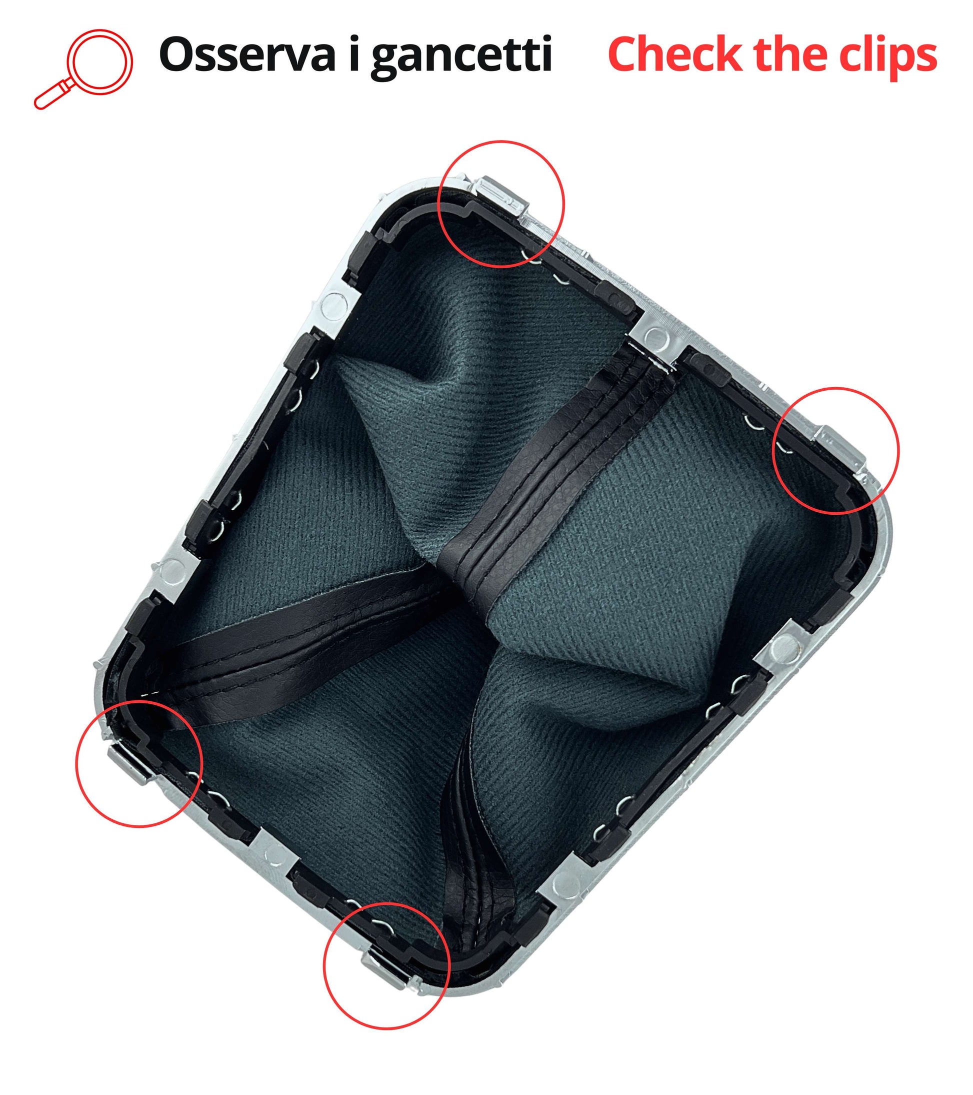 Cuffia per Leva Cambio Nera con Cornice Argento e Ghiera Interna Compatibile con Opel Zafira B 2005–2014, Compatibile con Oem 55354140