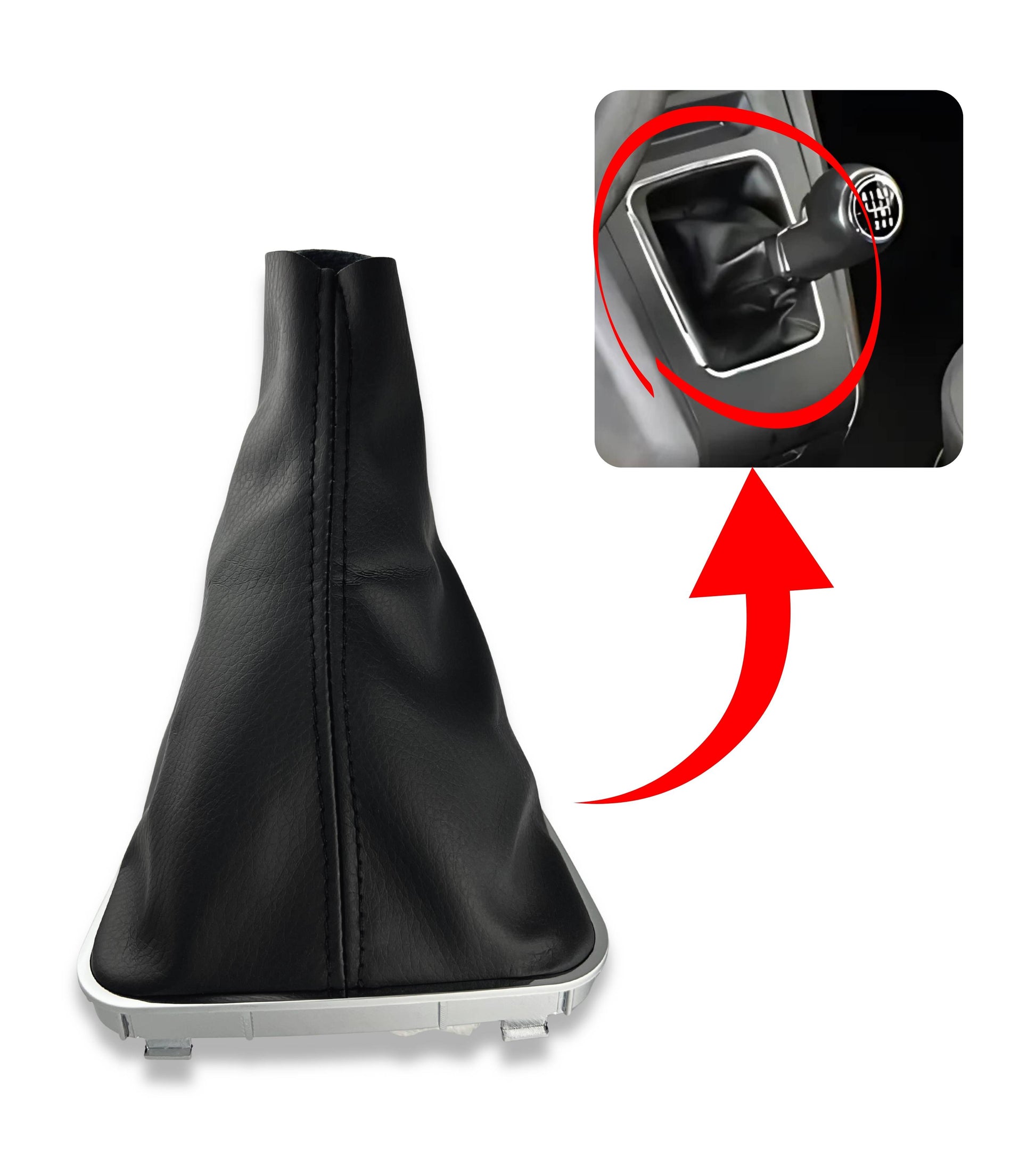 Cuffia per Leva Cambio Nera con Cornice Argento e Ghiera Interna Compatibile con Opel Zafira B 2005–2014, Compatibile con Oem 55354140