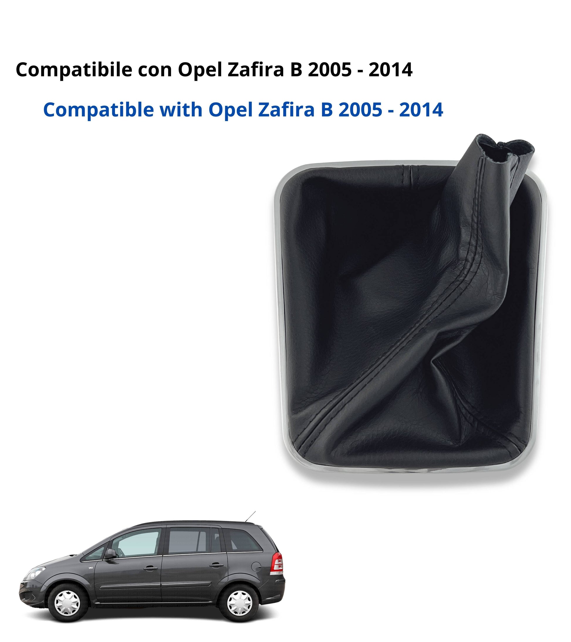 Cuffia per Leva Cambio Nera con Cornice Argento e Ghiera Interna Compatibile con Opel Zafira B 2005–2014, Compatibile con Oem 55354140