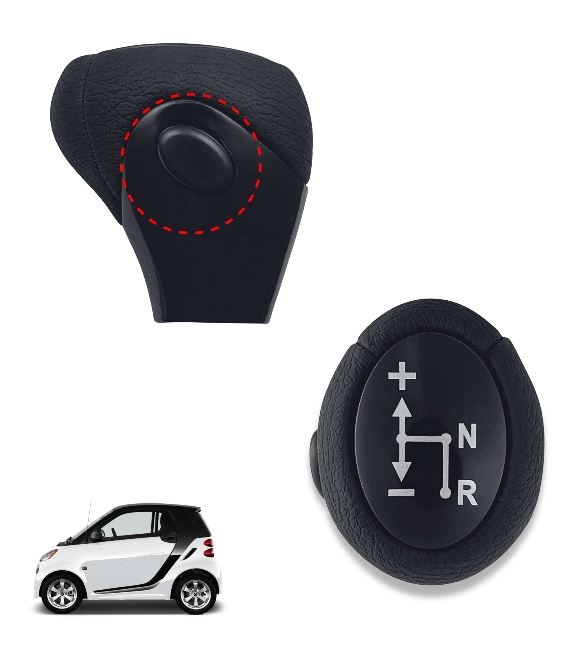 Pomello Cambio Automatico colore nero, con Pulsante Laterale Compatibile con Smart Fortwo 450 451 1998–2019, Compatibile con Roadster 452 2003–2006