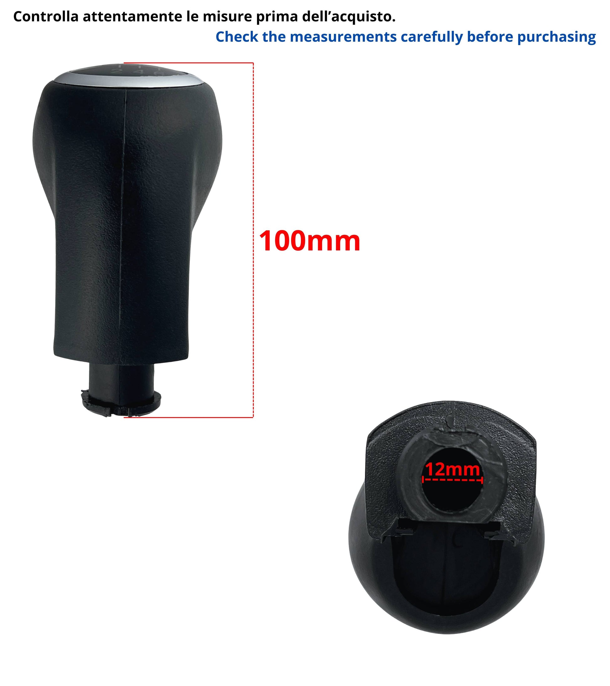 Pomello Leva Cambio Nero 6 Marce Compatibile con Opel Zafira B 2005–2014, Codice OEM 55354140, con Retromarcia in Alto a Sinistra
