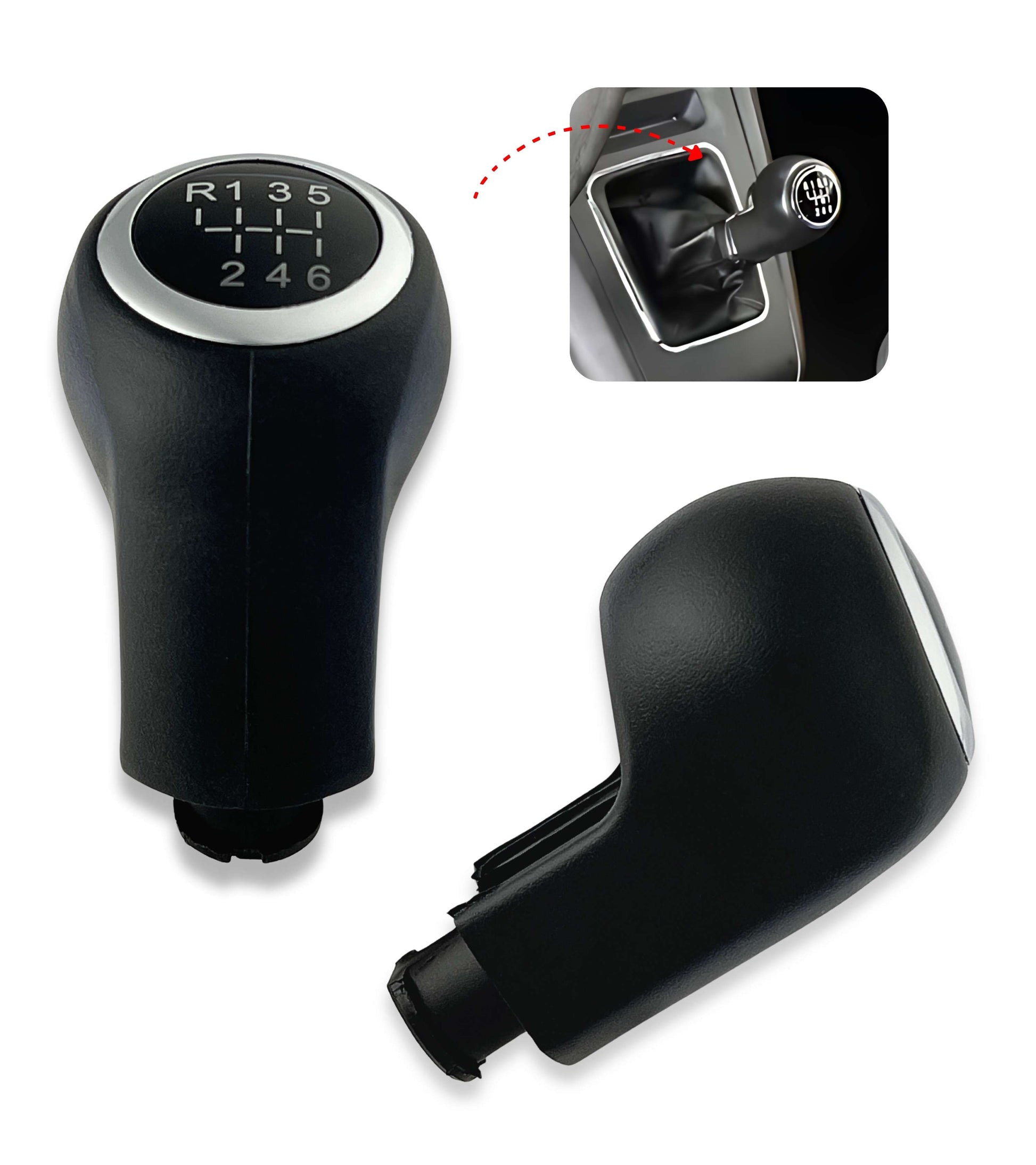 Pomello Leva Cambio Nero 6 Marce Compatibile con Opel Zafira B 2005–2014, Codice OEM 55354140, con Retromarcia in Alto a Sinistra