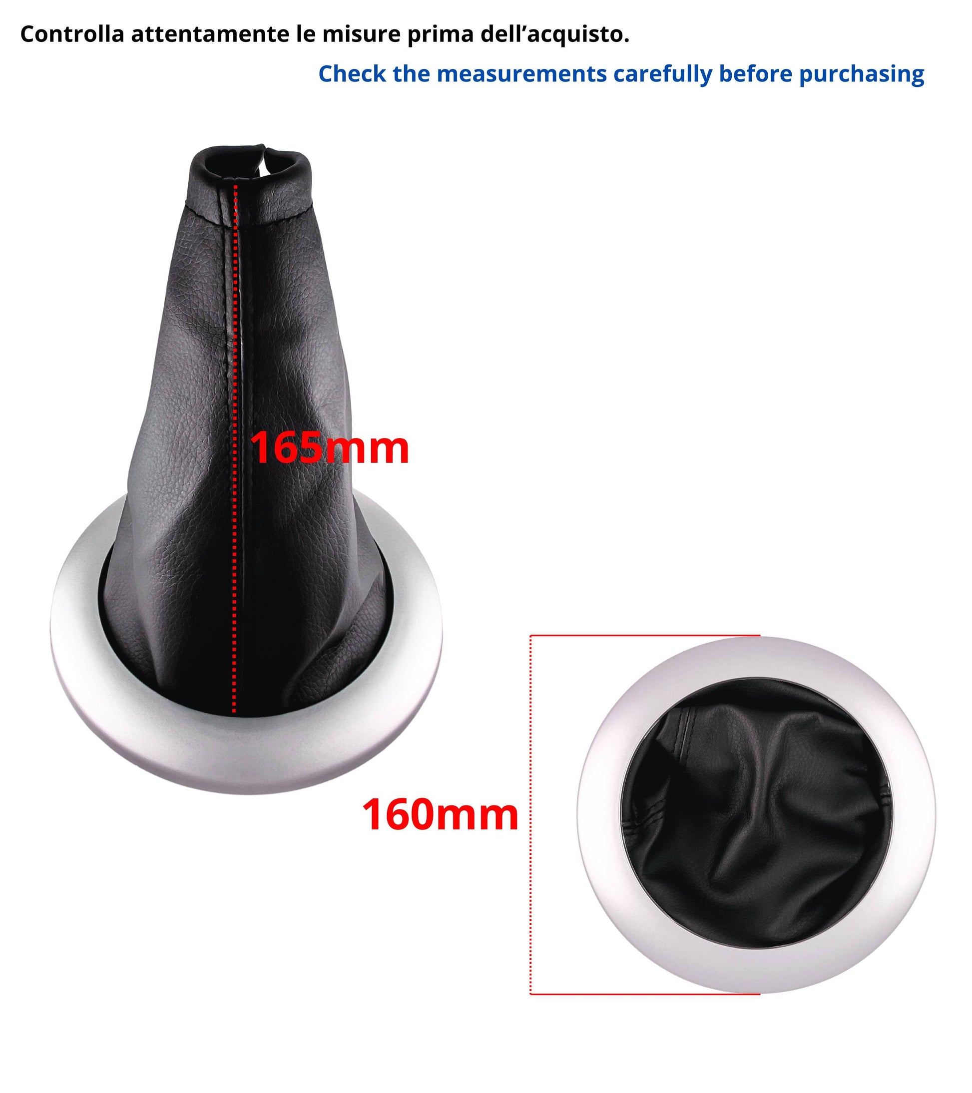 Kit Pomello Leva Cambio 5 Marce, Cuffia Nera Cornice Argento Satinata, Ghiera e Adattatore, Compatibile con Renault Megane II 2002–2009