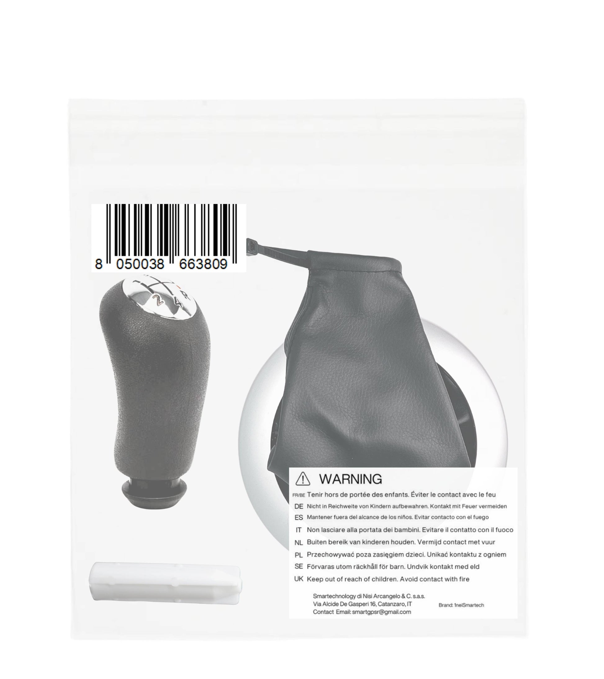 Kit Pomello Leva Cambio 5 Marce, Cuffia Nera Cornice Argento Satinata, Ghiera e Adattatore, Compatibile con Renault Megane II 2002–2009