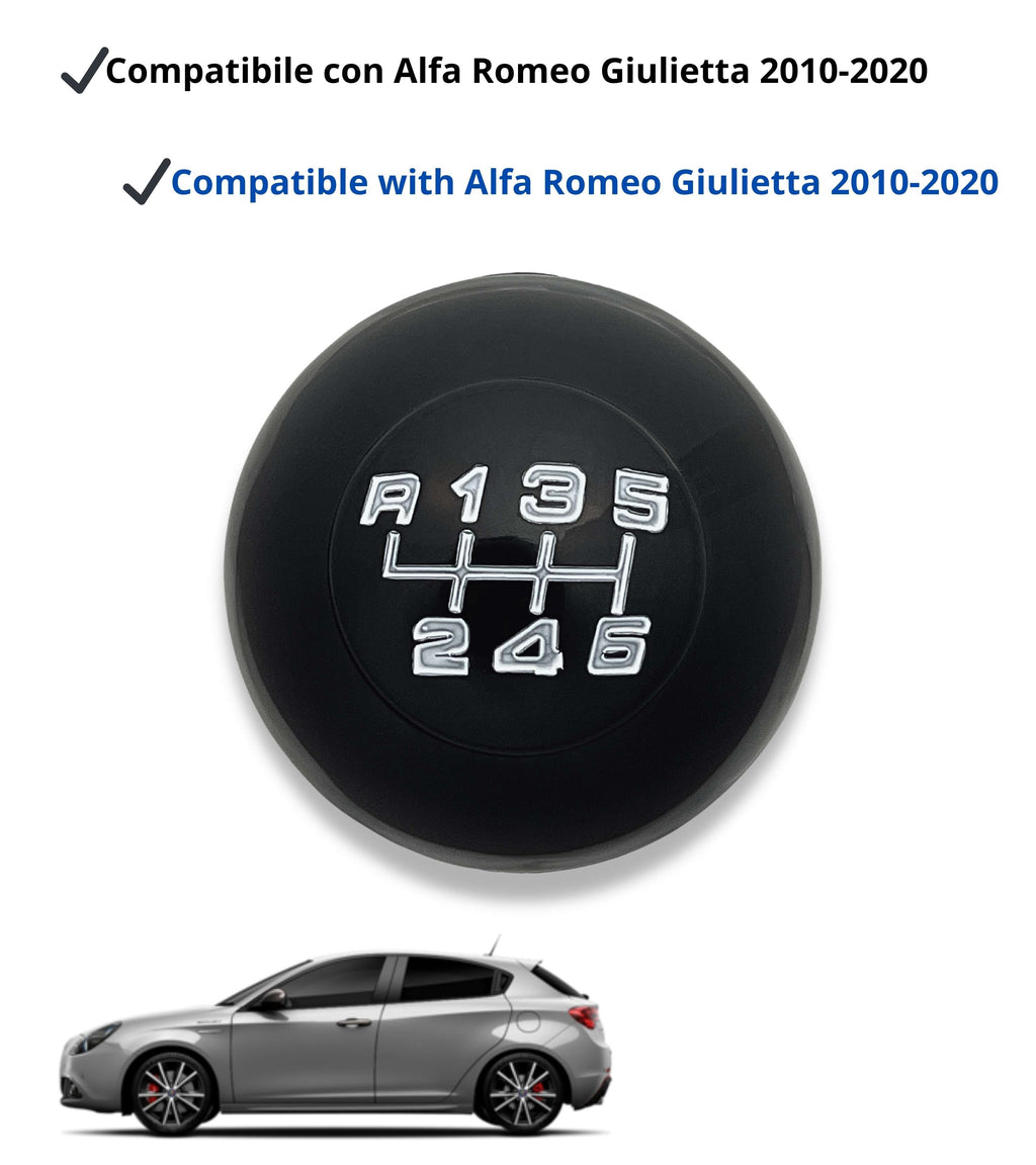 Pomello Leva Cambio 6 Marce Nero Compatibile con Alfa Romeo Giulietta (2010-2020) – Verifica Codici Oem - Retromarcia in Alto a Sinistra