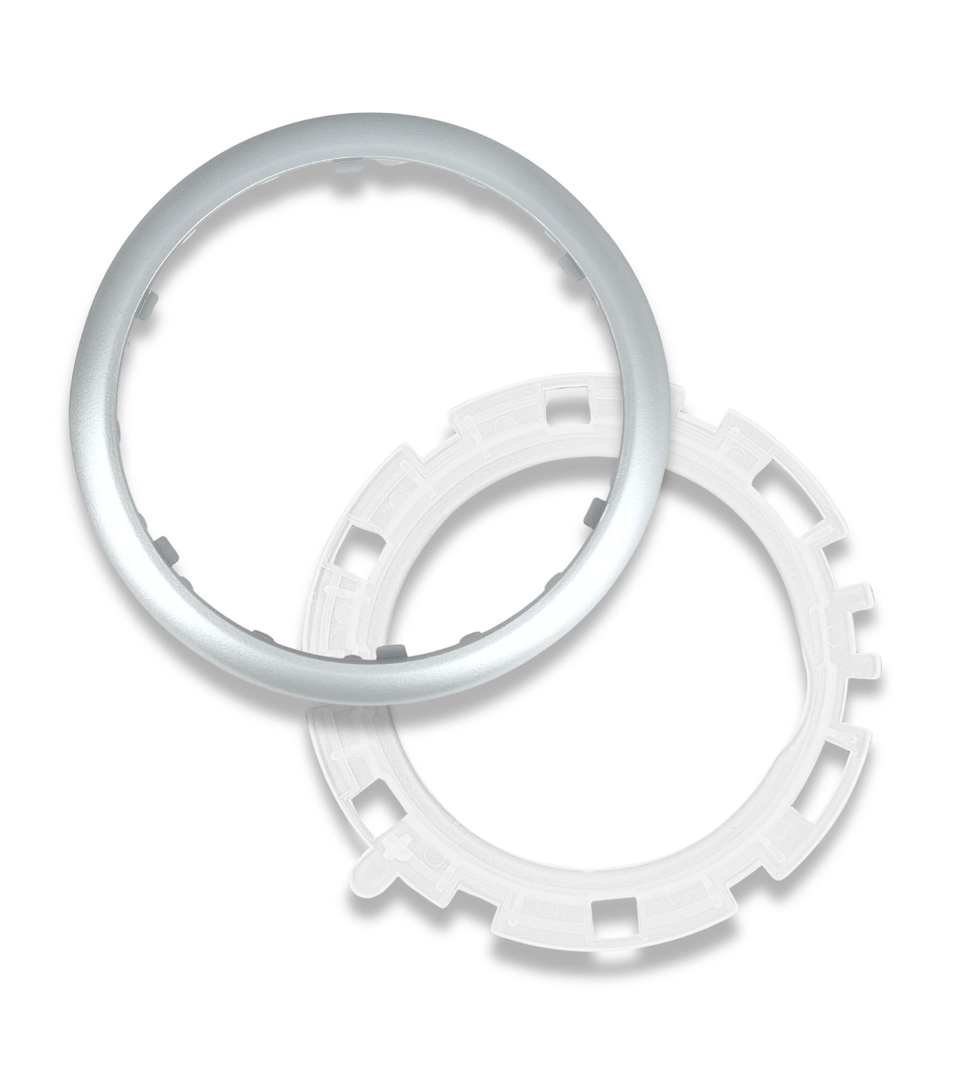 Kit Ghiera di Ritenzione e Cornice Esterna Argento per Cuffia Asta del Cambio Compatibile con Citroen C3 2003-2009 e C2 2003-2010, Oem 7589T8, 7589V0
