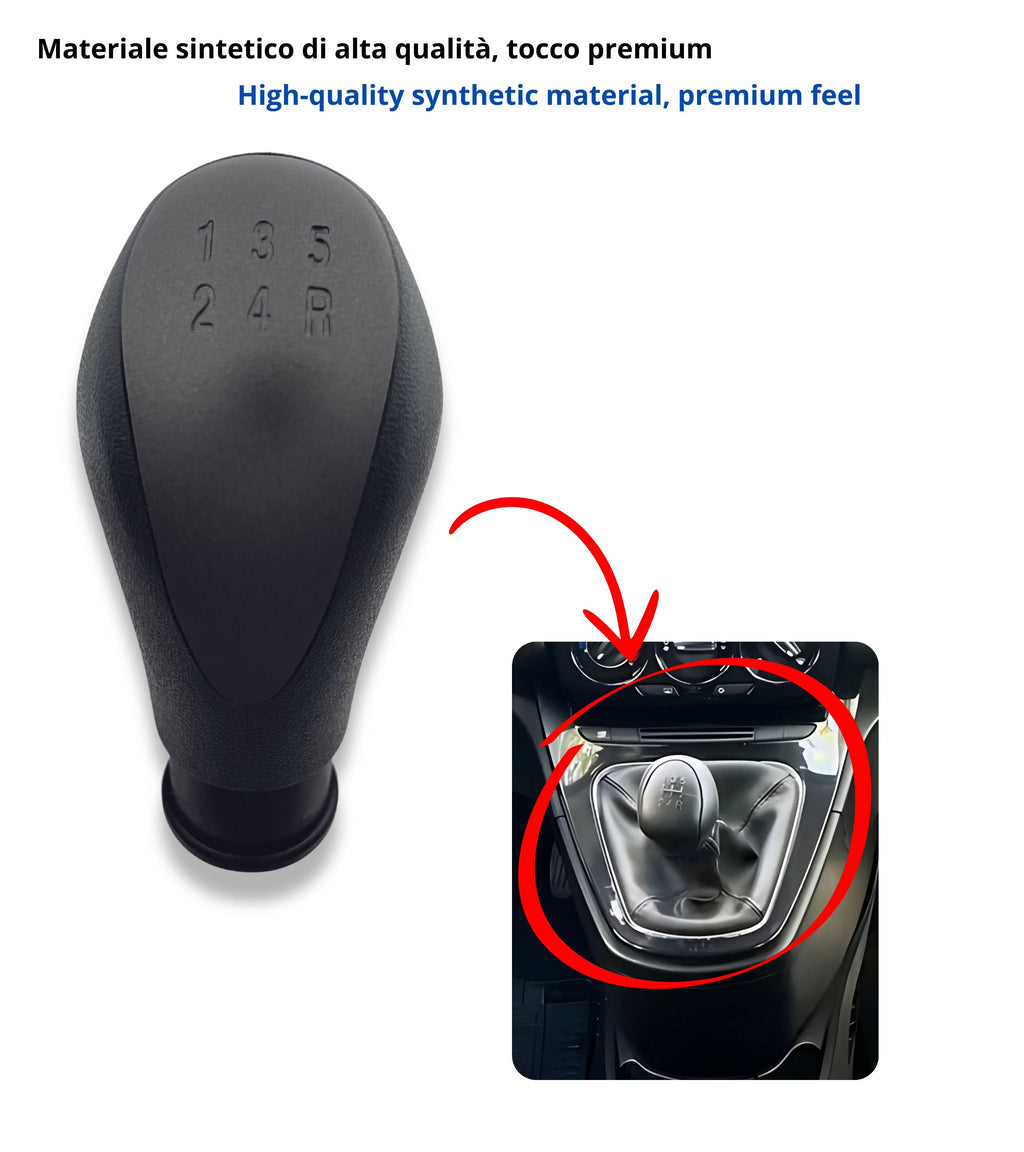 Pomello Leva Cambio 5 Marce Compatibile con Lancia Ypsilon (843) 2006–2011, Placca Grigio Satinato, OEM Compatibile 735443345, per Versione Diesel