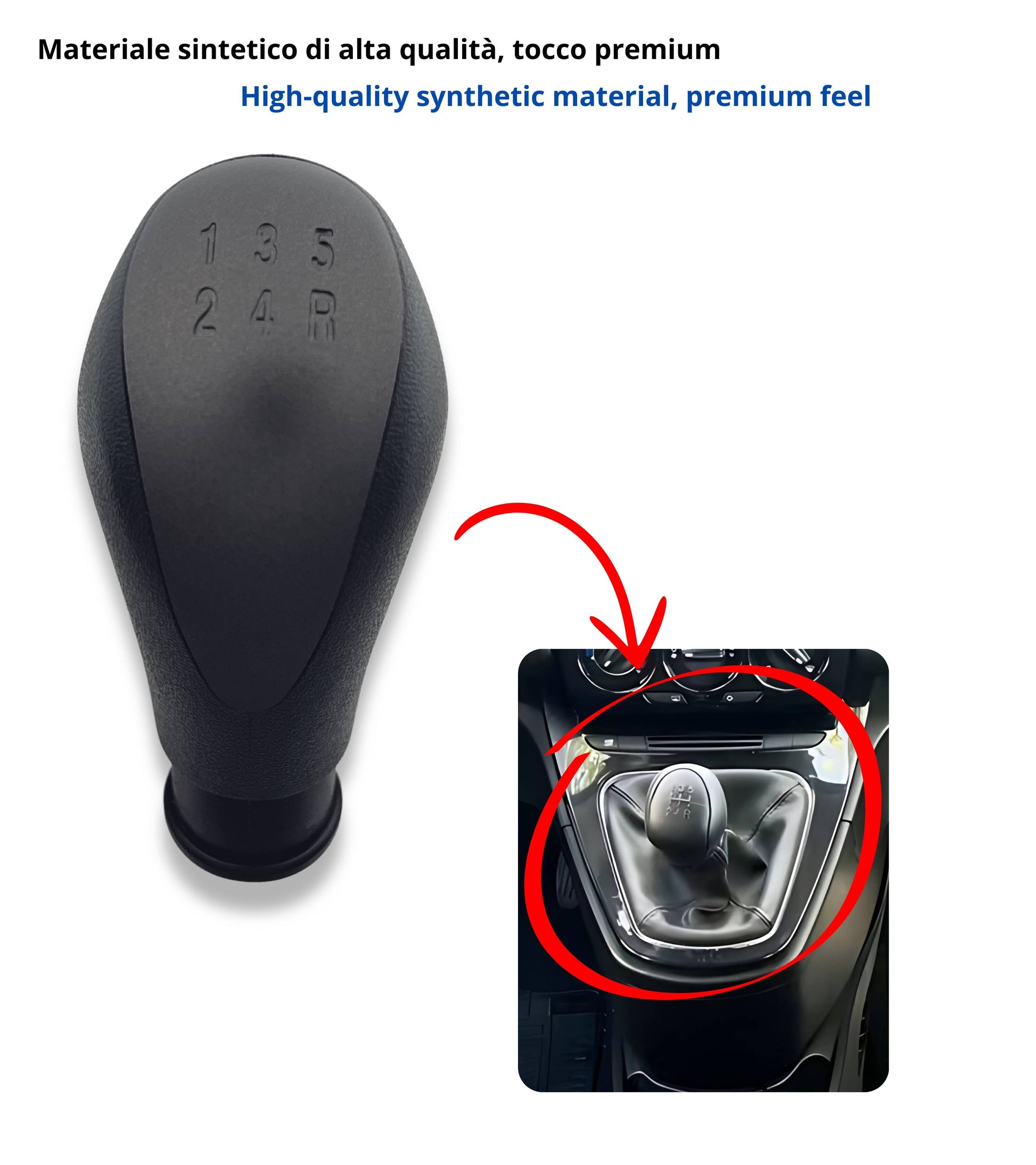 Pomello Leva Cambio 5 Marce Compatibile con Lancia Ypsilon (843) 2006–2011, Placca Grigio Satinato, OEM Compatibile 735443345, per Versione Diesel