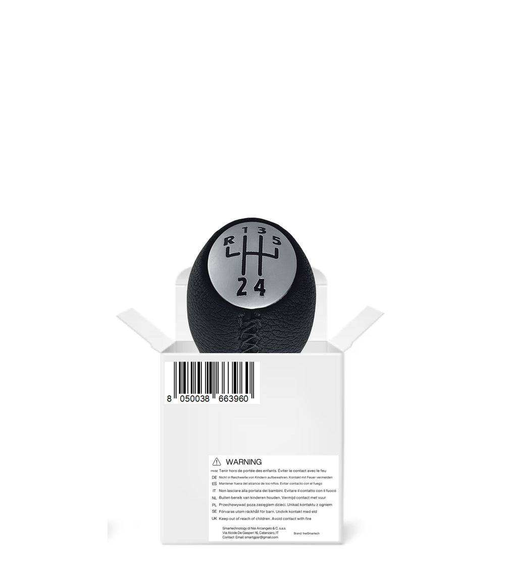 Pomello Leva Cambio 5 Marce Compatibile con Renault Clio III, Scenic Megane Dacia Duster, Rivestimento Nero, Cuciture Nere, Retro in Alto e Sinistra