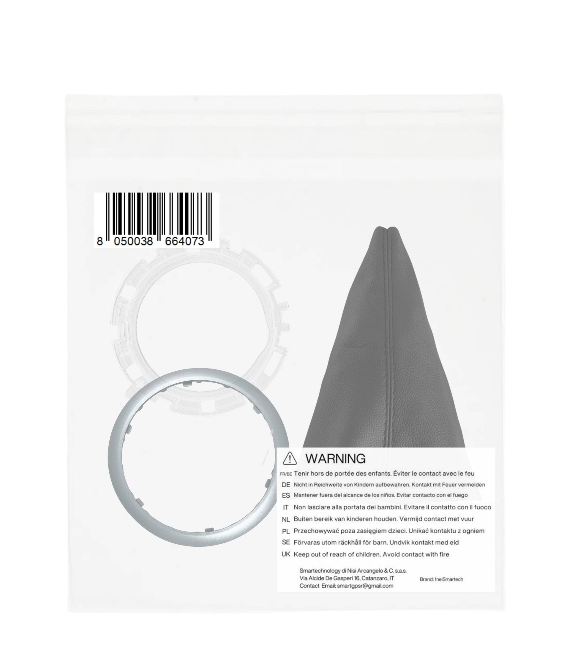 Kit Cuffia Leva Cambio, Cornice Esterna Argento, Ghiera di Ritenzione, Compatibile con Citroen C2 2003-2010, OEM 2403CV, 1606400280, 7589T8, 7589V0