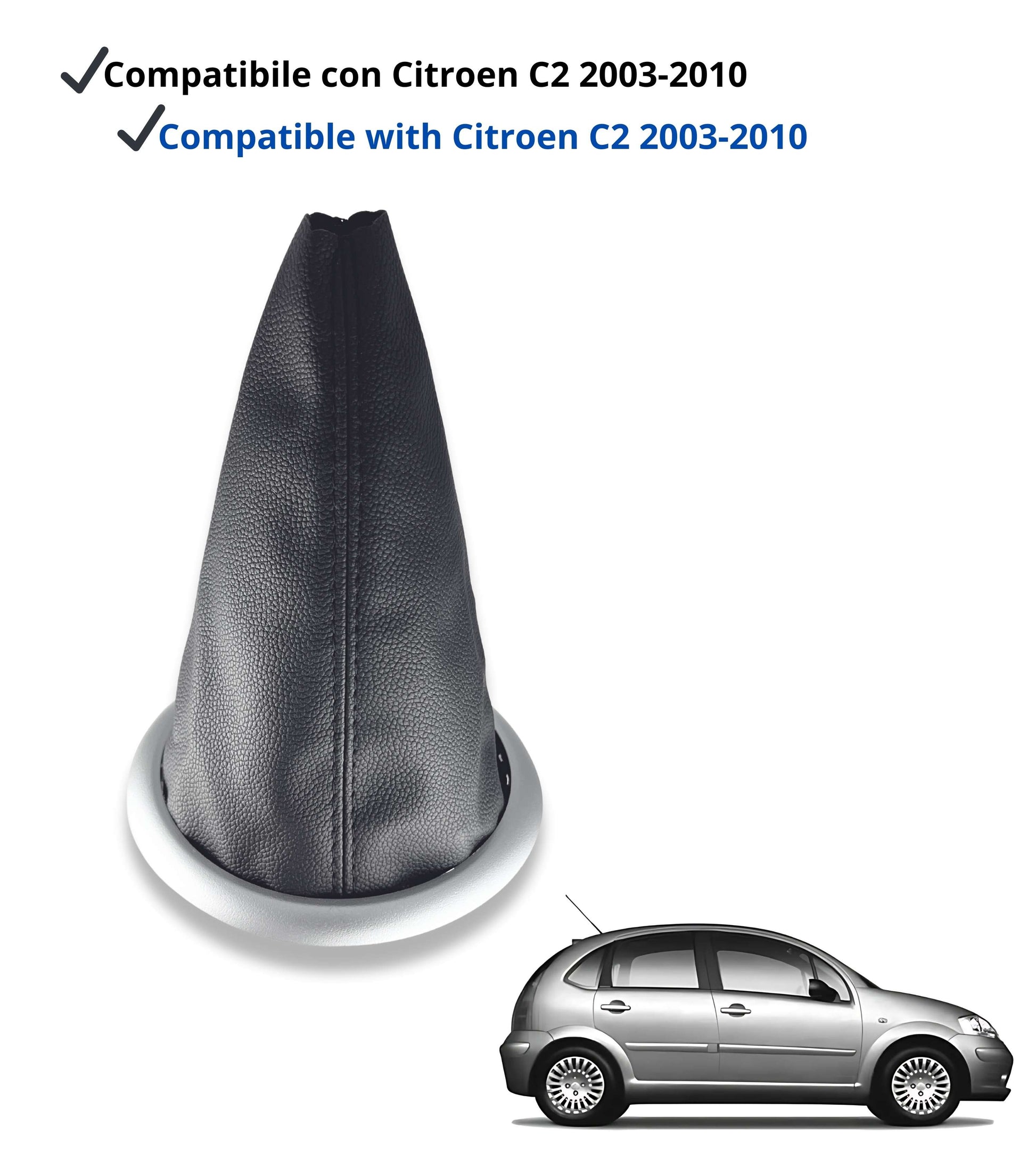 Kit Cuffia Leva Cambio, Cornice Esterna Argento, Ghiera di Ritenzione, Compatibile con Citroen C2 2003-2010, OEM 2403CV, 1606400280, 7589T8, 7589V0