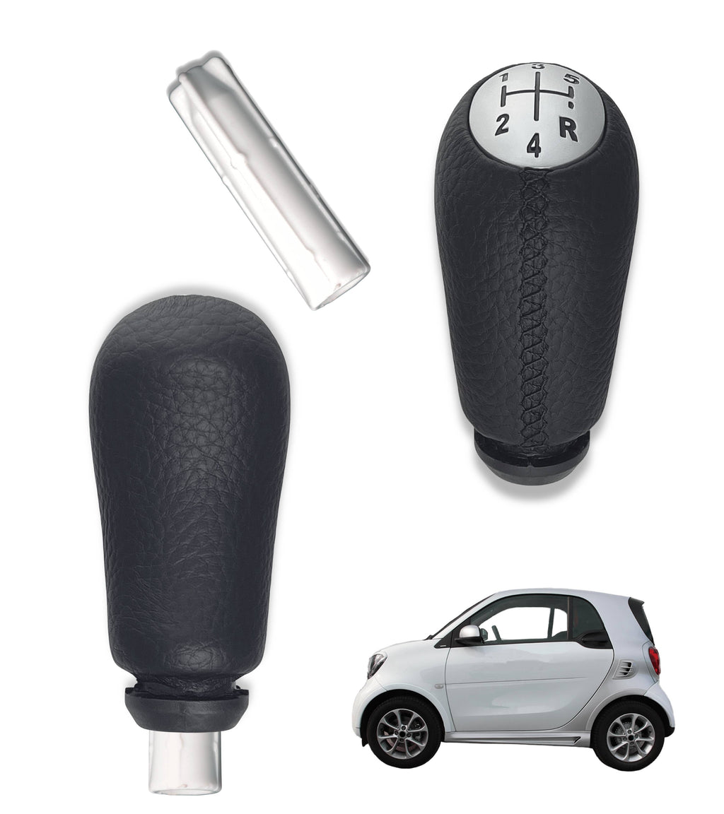 Kit Pomello Leva Cambio 5 Marce con Adattatore in Plastica Compatibile con Smart Fortwo III 453 2014–2022 e Forfour W453 2014–2024, Retro a Destra