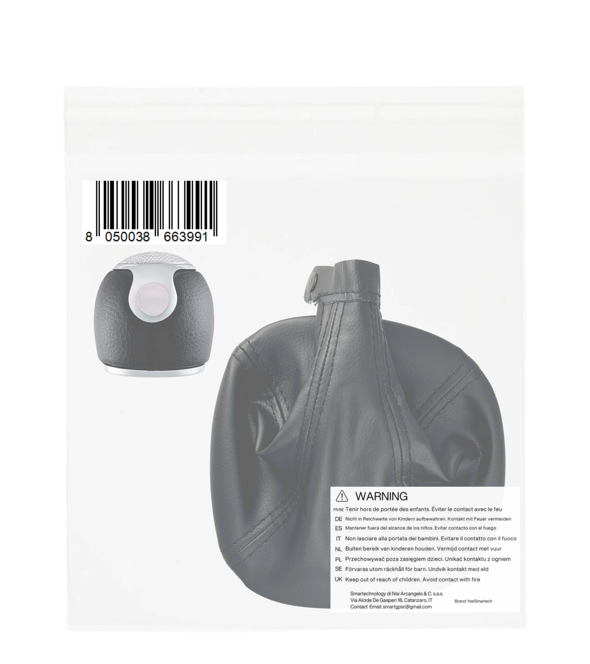 Kit Pomello Leva Cambio 6 Marce con Cuffia Compatibile con Alfa Romeo MiTo dal 2008, Lente Cromata Argento e Ghiera di Ritenzione Inclusa