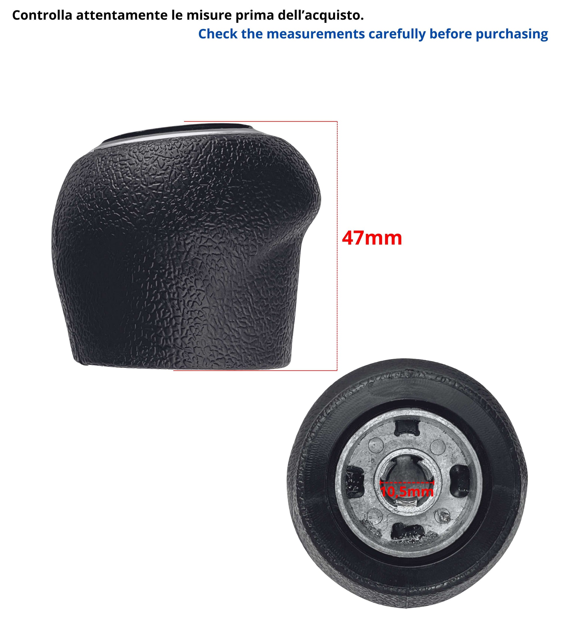 Pomello Leva Cambio 5 Marce Compatibile con Fiat Grande Punto 2005–2013, Codici OEM 55344881 55349796, Foro Filettato con Struttura Interna in Metallo