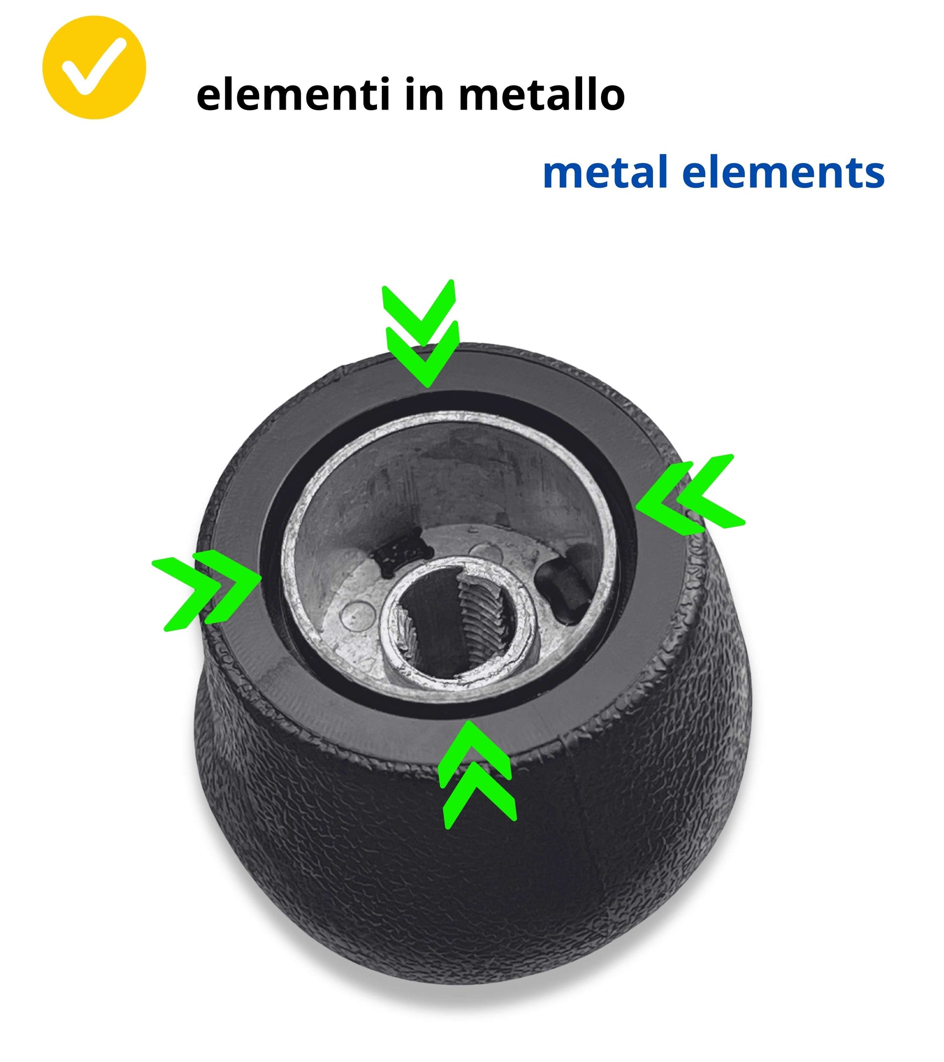 Pomello Leva Cambio 5 Marce Compatibile con Fiat Grande Punto 2005–2013, Codici OEM 55344881 55349796, Foro Filettato con Struttura Interna in Metallo